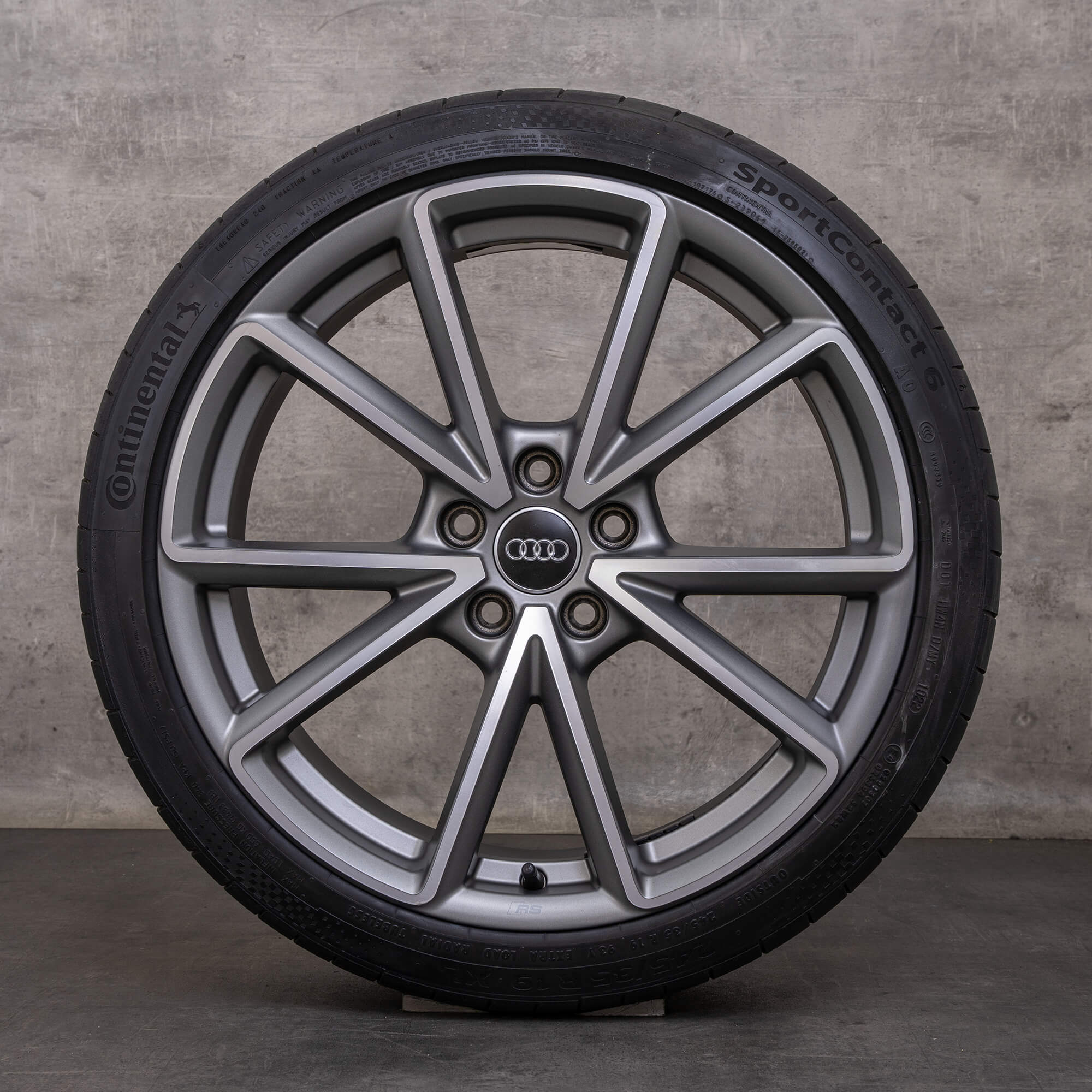 OEM Audi A4 S4 rims 19 inch B9 8W summer wheels 8W0601025BD titan matt glossy turned