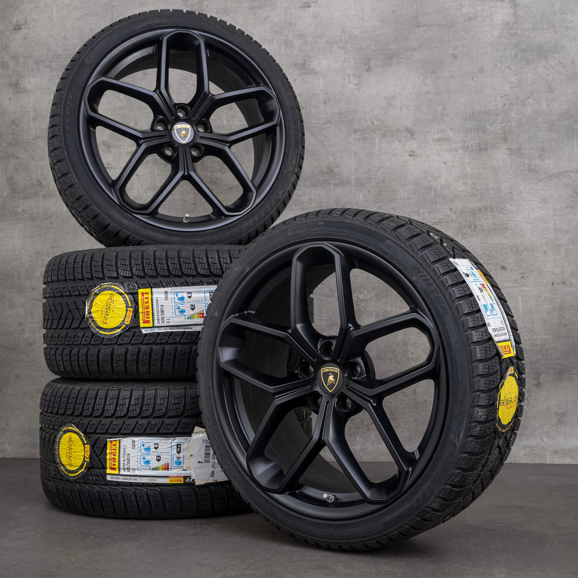 Originale Lamborghini vinterhjul 19 tommer Huracan Kari-felger 4T0601017AO 4T0601017K svart