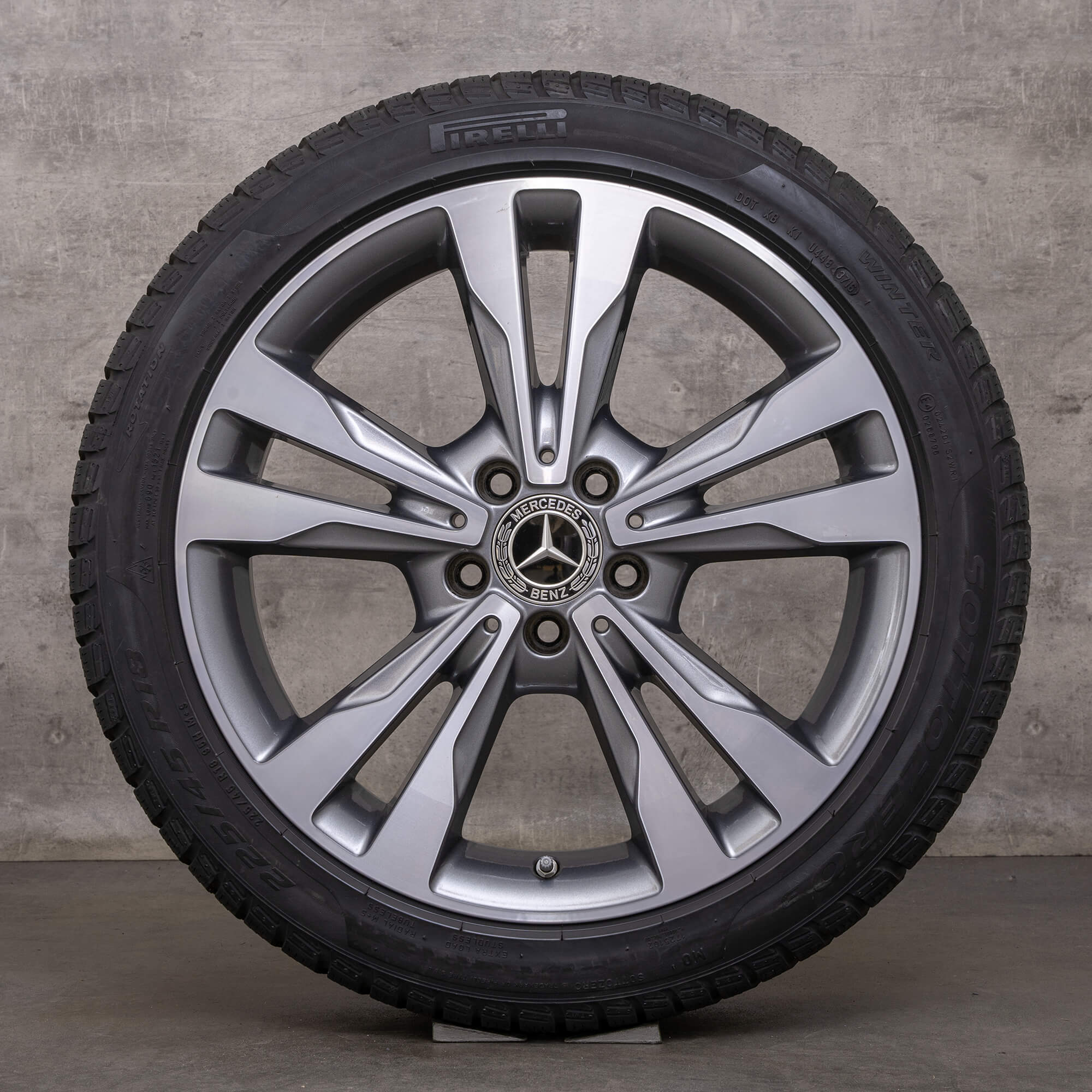 Llantas de invierno originales Mercedes Benz Clase C 18 pulgadas W205 S205 C205 A205 llantas A2054012802 gris himalaya torneado brillante