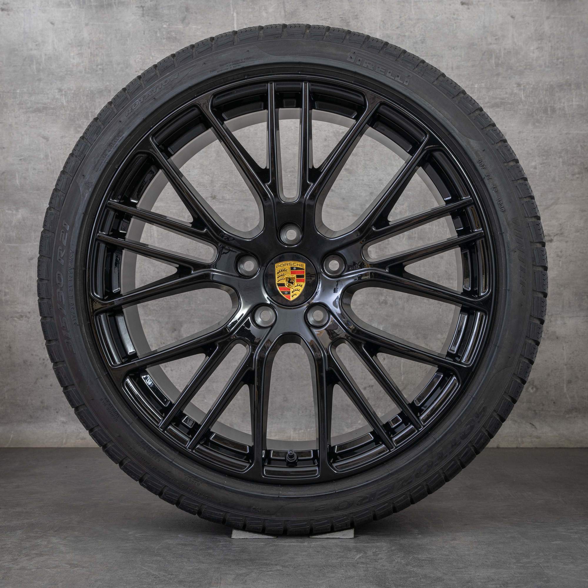 Oryginał Porsche Panamera 971 koła zimowe 21 cali felgi 971601025AP 971698025D czarny błyszczący