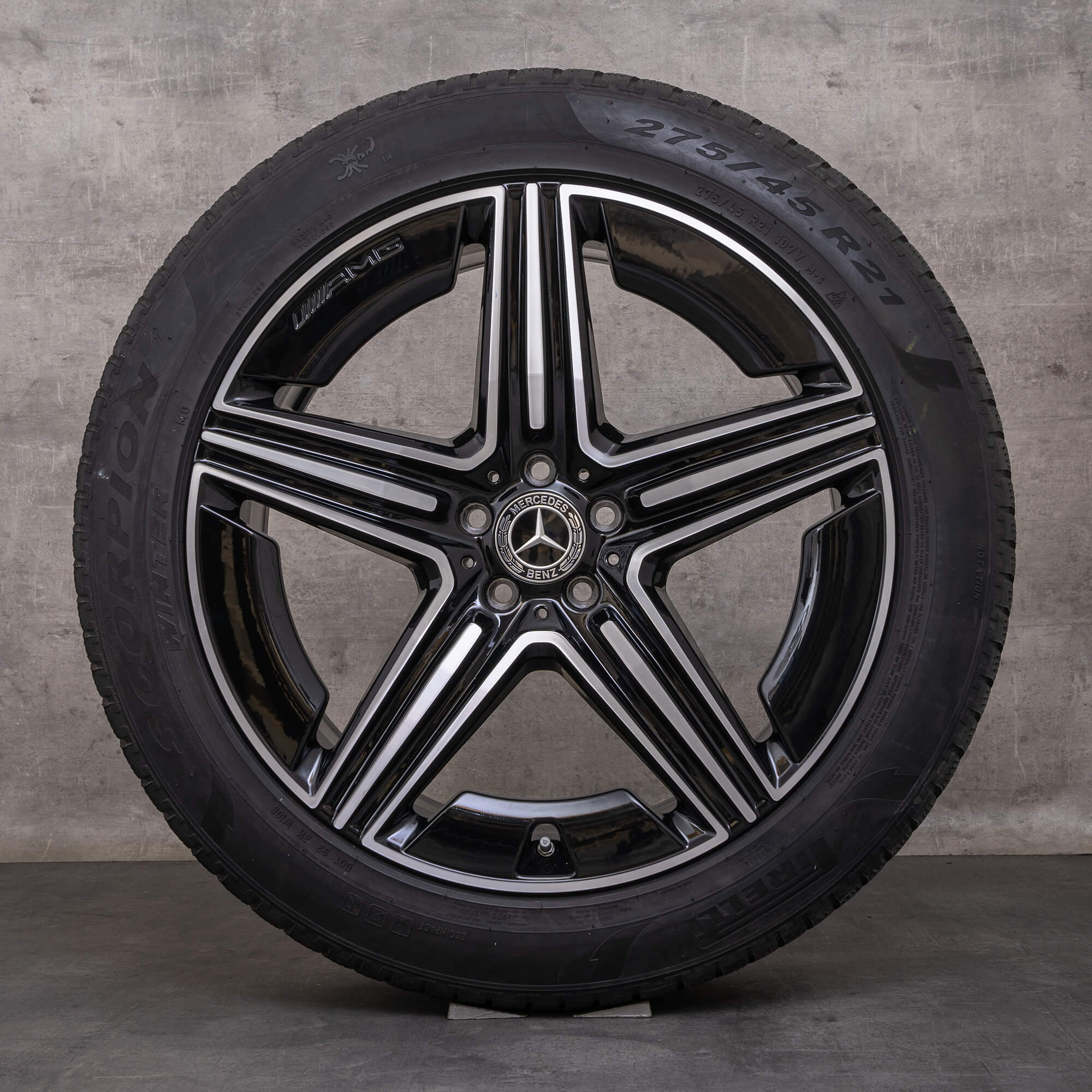 OEM Mercedes Benz GLE AMG winter wheels 21 inch V167 C167 rims A1674014301 A1674014401 black glossy turned