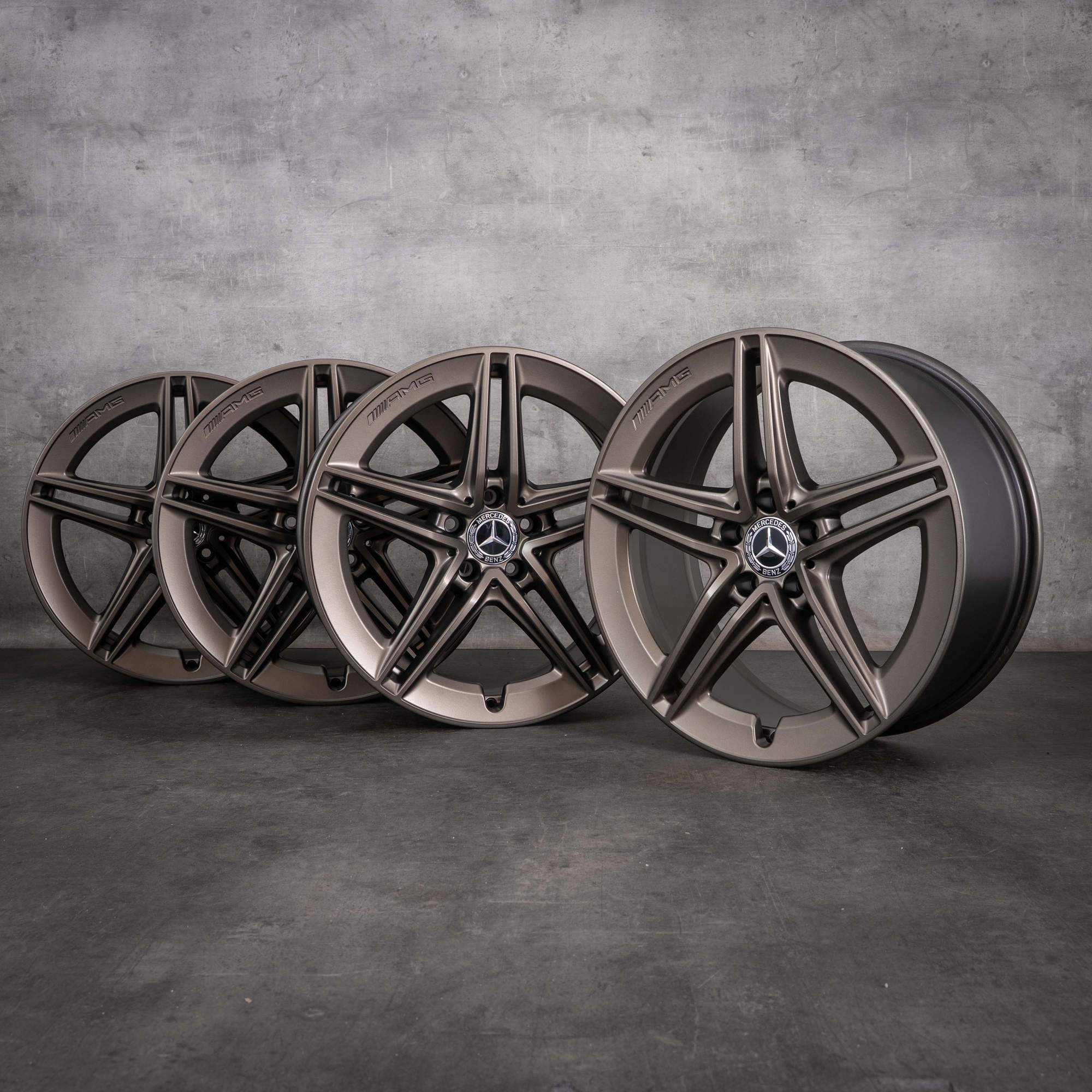 Jante originale Mercedes-Benz Clasa C C63 & S AMG de 19 inci W205 S205 A2054010501 A2054010601 bronz mat
