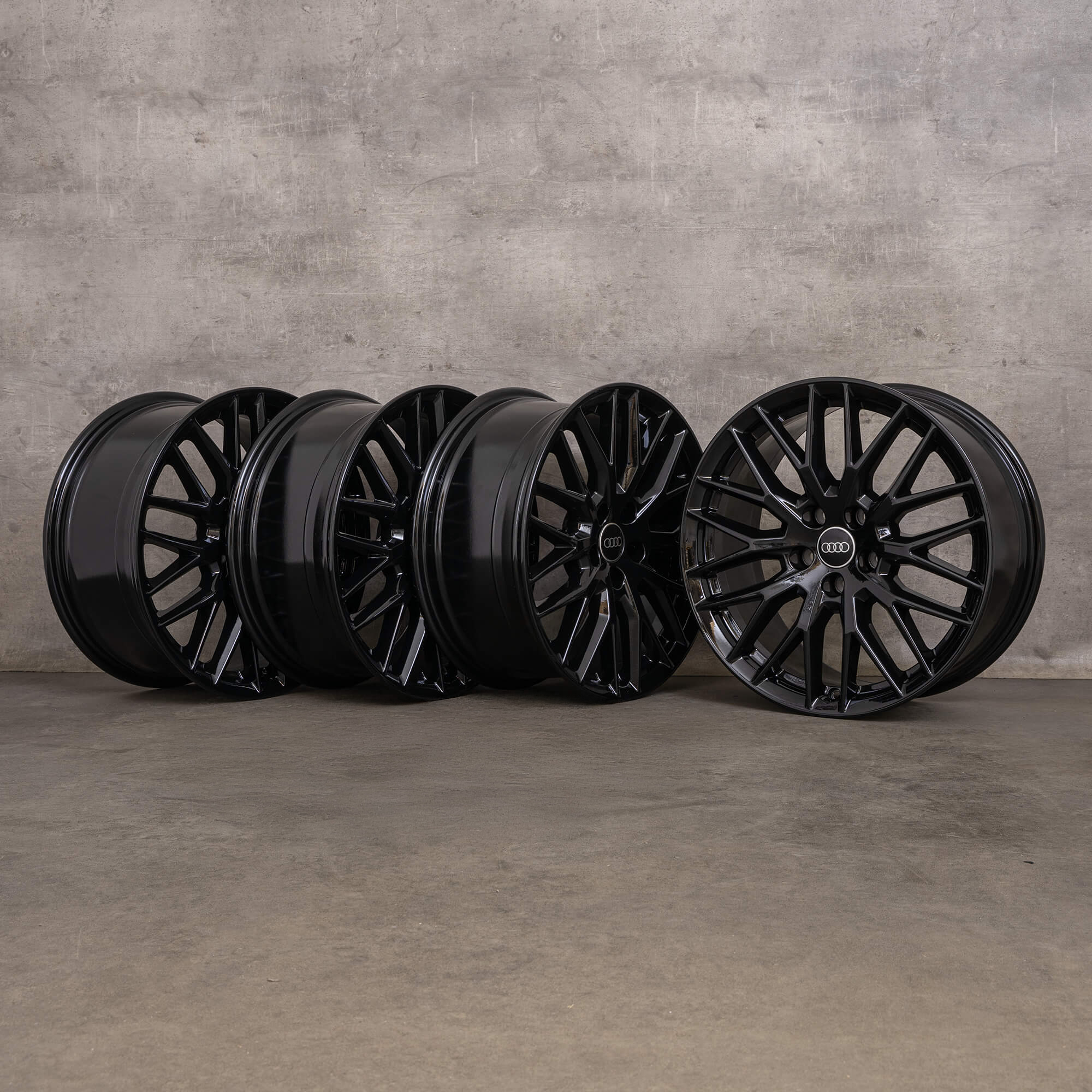 OEM Audi A4 S4 rims 18 inch 8W B9 8W0601025Q black high gloss