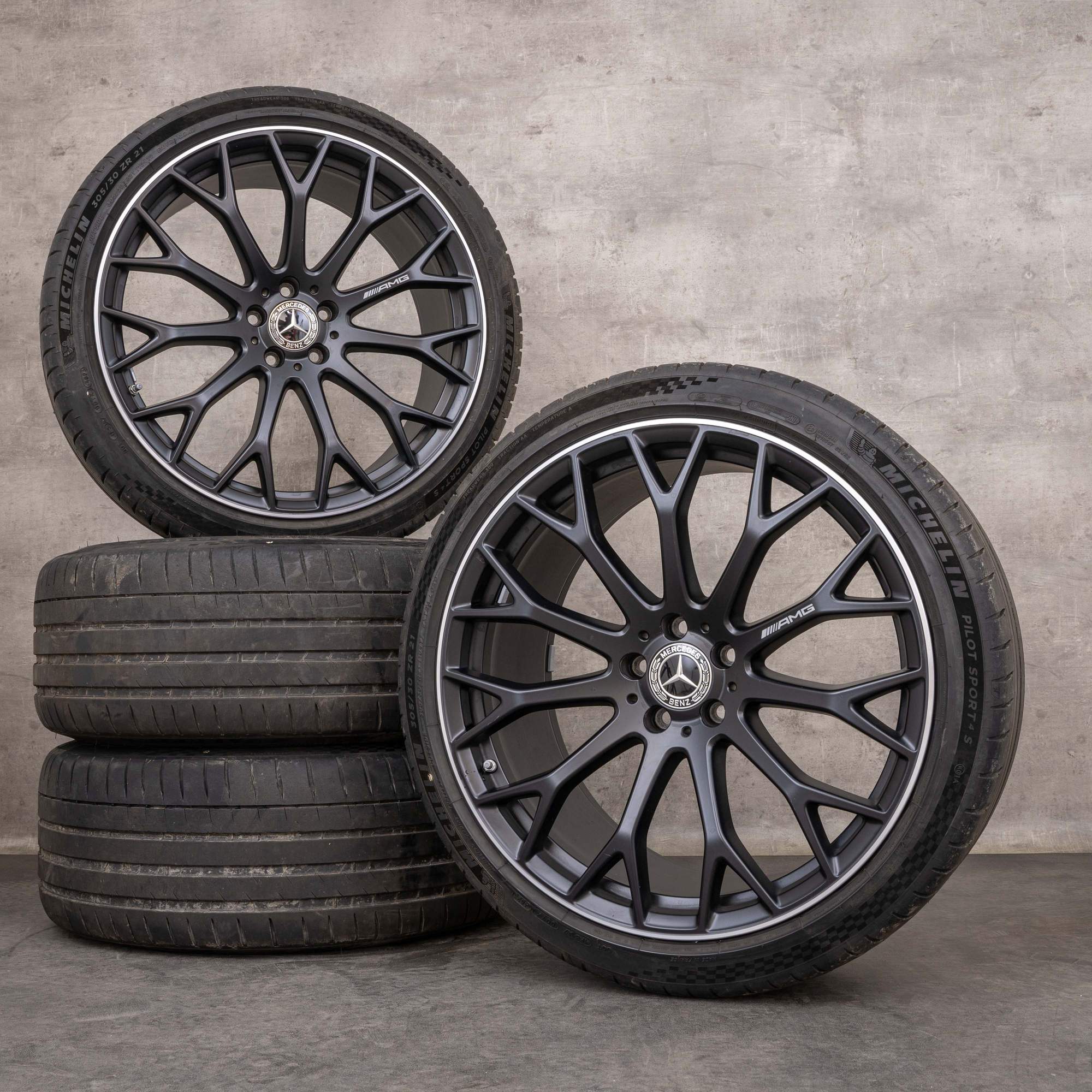 Alkuperäiset Mercedes Benz SL 43 55 63 AMG vanteet 21 tuuman R232 4 Matic S E Performance kesäpyörät A2324012700 A2324012800 musta matta