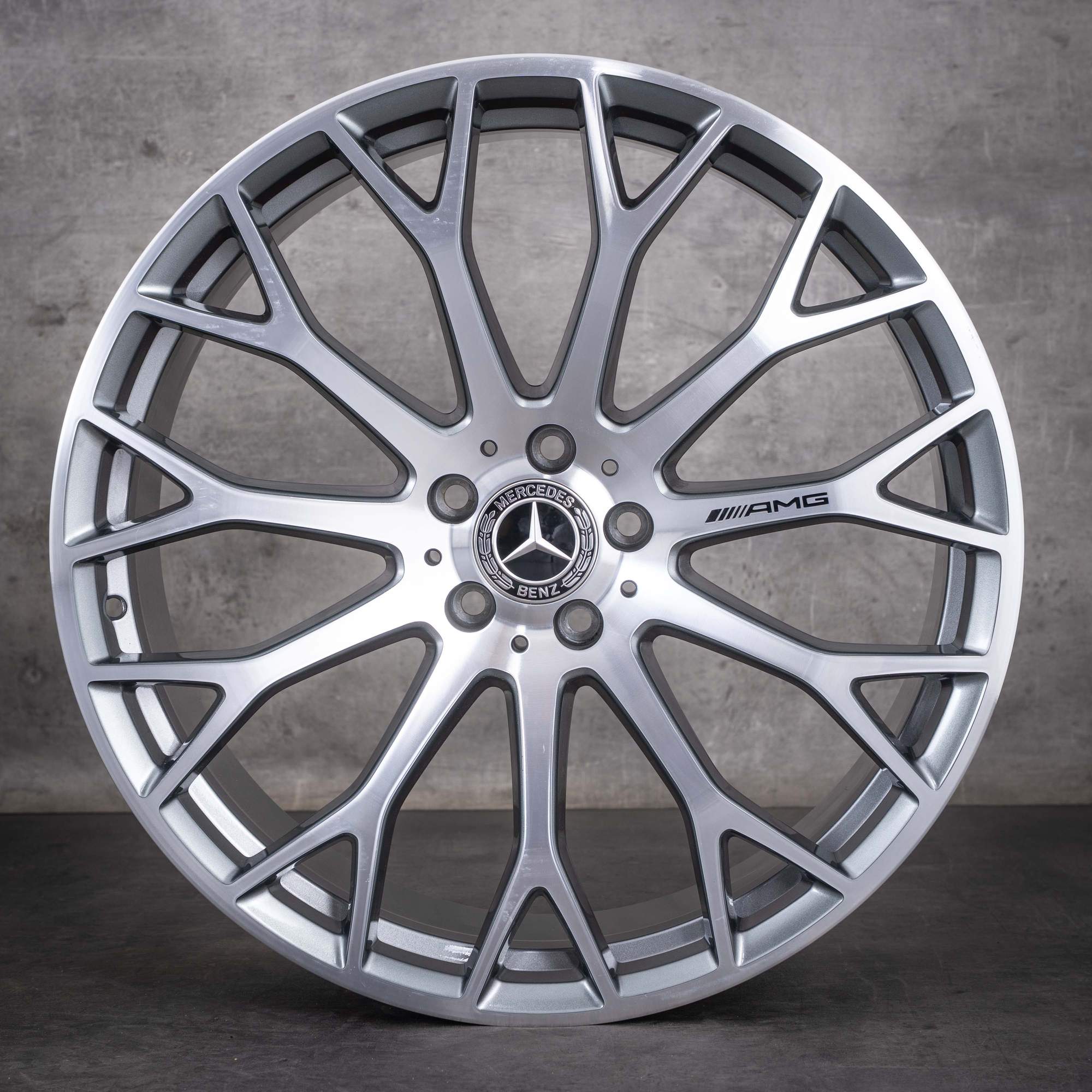 OEM Mercedes-Benz SL 43 55 63 AMG 21inch R232 4Matic S E Performance rims A2324012700 A2324012800 Himalaya Gray front diamond cut