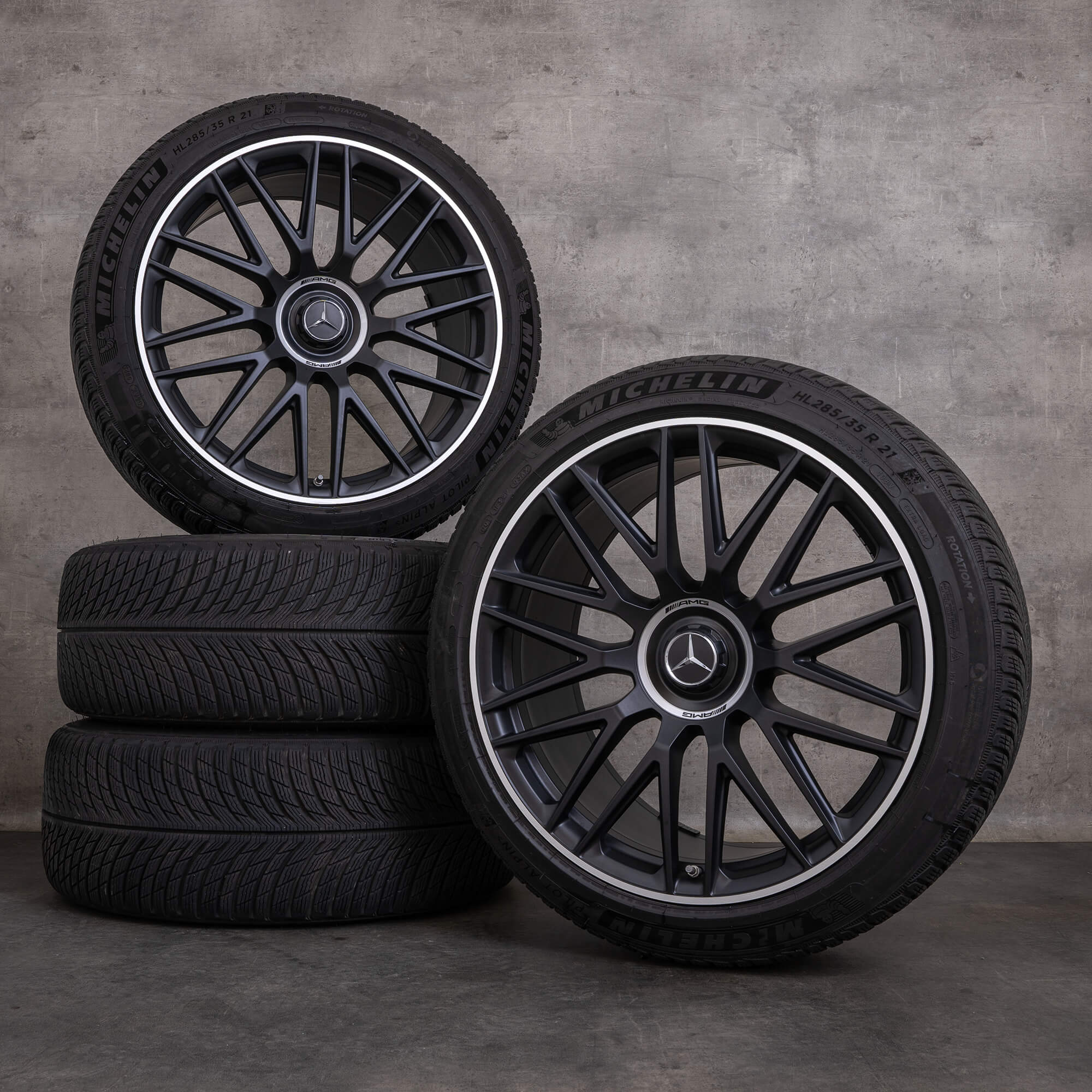 Original Mercedes Benz S-Klasse S 63 AMG E Performance Winterräder 21 Zoll V223 Felgen A2234012300 A2234012400 schwarz matt glanzgedreht