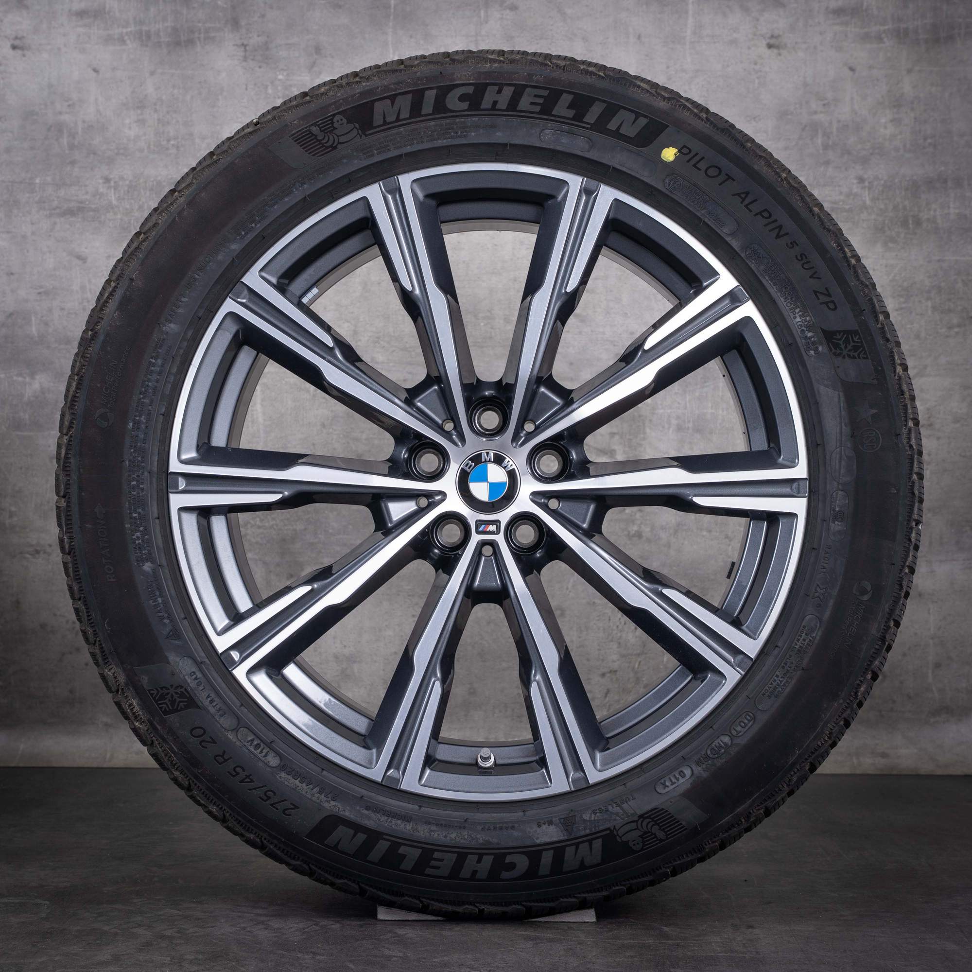 Ruote invernali originali BMW X5 X6 da 20 pollici G05 G06 modello Styling 740 M codice 8071996 colore Orbit Grey finitura diamantata