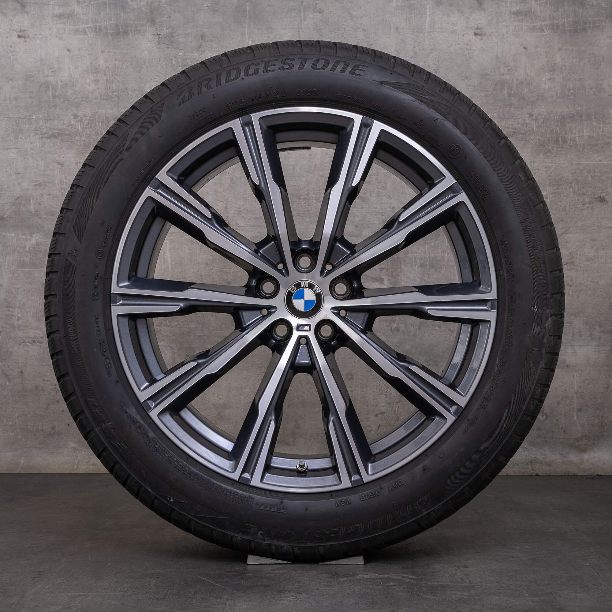 Jantes e pneus inverno originais BMW X5 X6 20 polegadas G05 G06 jantes Styling 740 M 8071996 orbit grey glossy turned