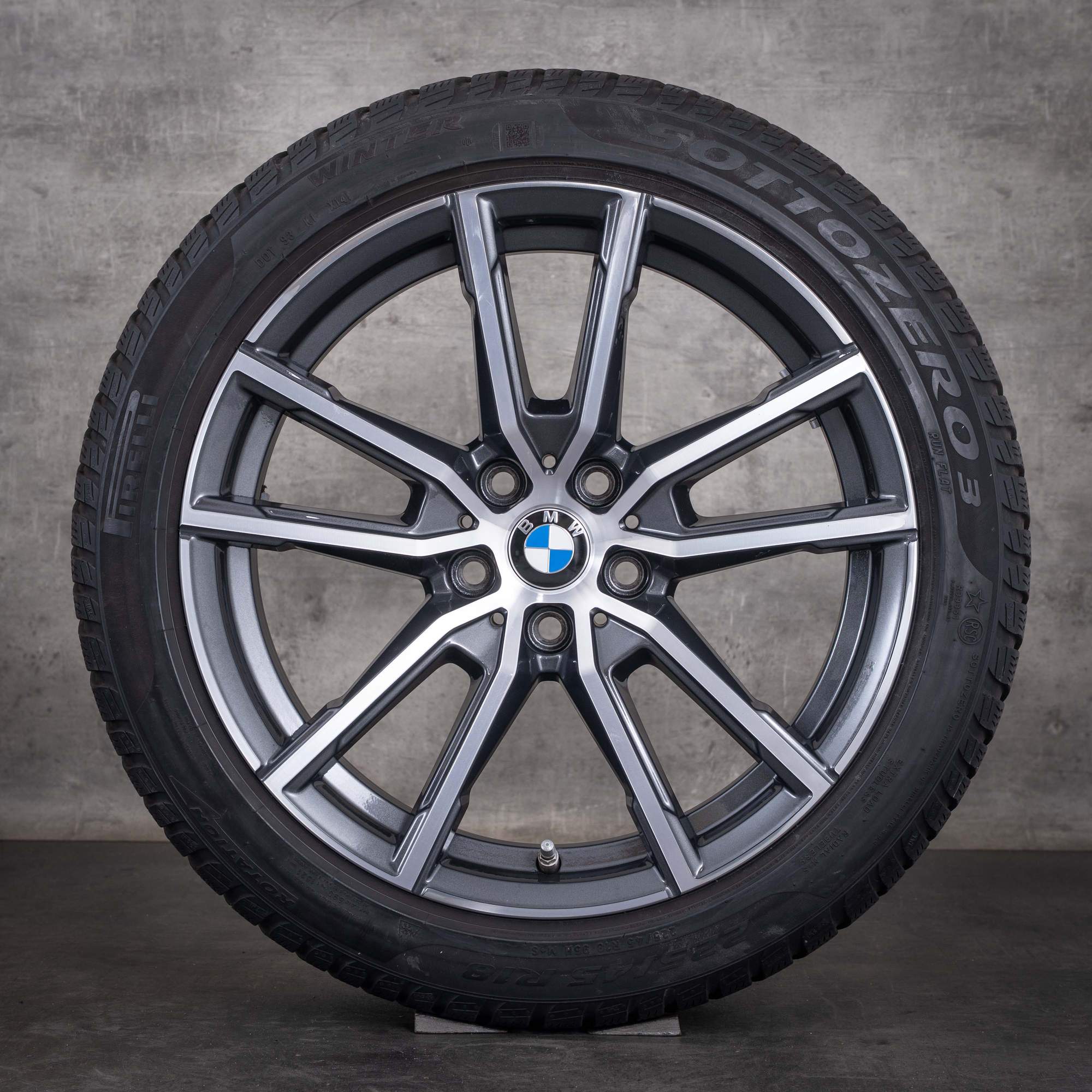 Original BMW 2er 3er 4er Winterräder 18 Zoll G42 Coupe G20 G21 G22 G23 Felgen Styling 780 6883522 midnight grey Front glanzgedreht