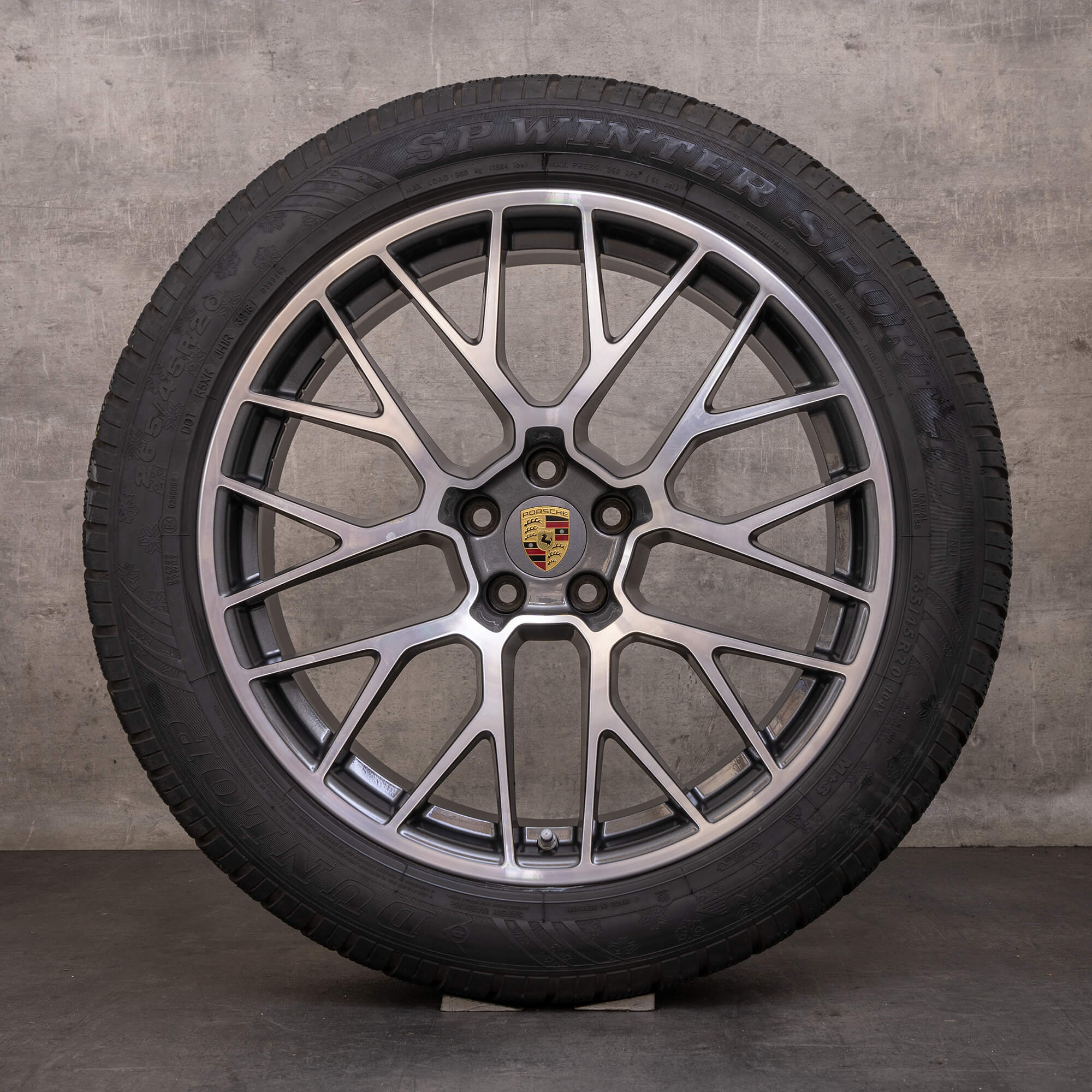 Anvelope de iarnă originale Porsche Macan 20 inch I & II jante RS Spyder 95B601025DS 95B601025DT titan Lucios