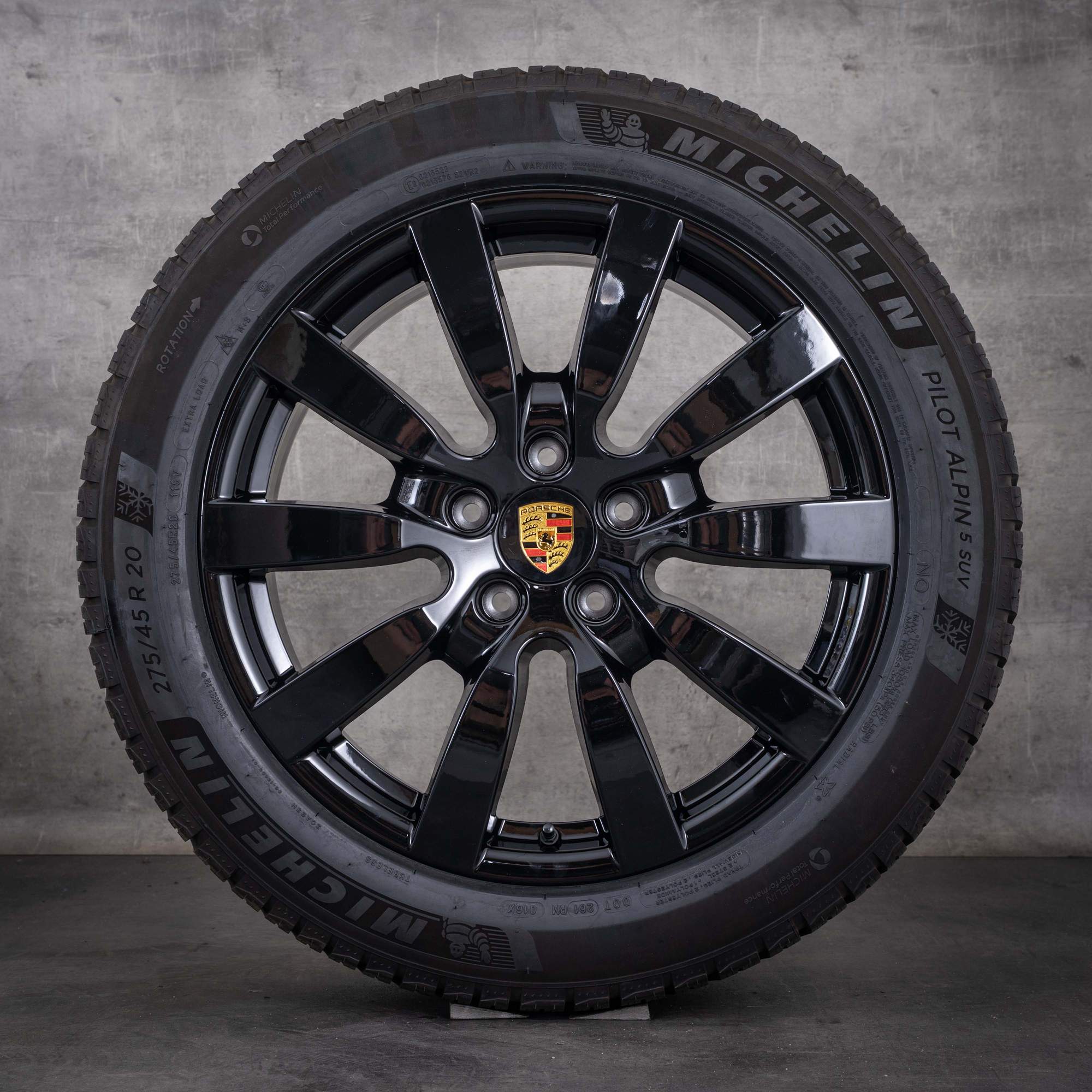 Alkuperäiset Porsche Cayenne 958 -talvirenkaat 20 tuuman E2-vanteet 7P5601025B kiiltävä musta