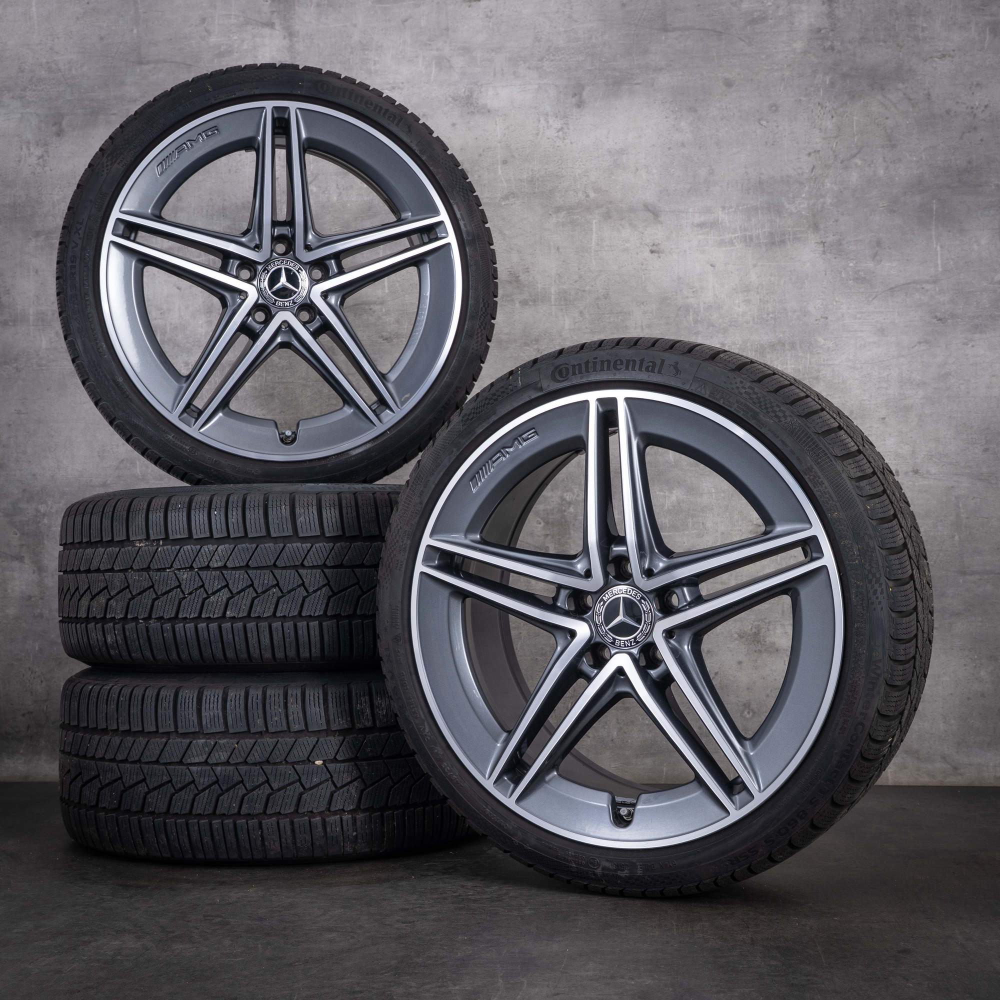 Cerchi originali Mercedes-Benz Classe A A 45 CLA 45 AMG per ruote invernali da 19 pollici W177 X118 C118 codice A1774012300 colore Himalaya Grey parte anteriore diamantata