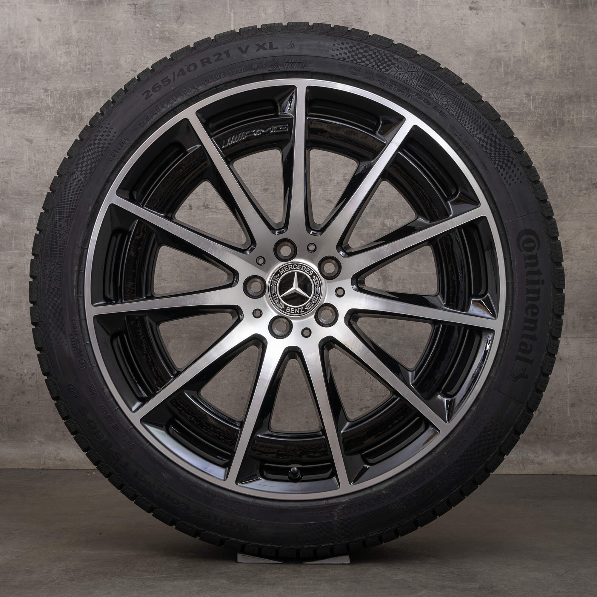 Original Mercedes Benz EQS 53 4Matic AMG llantas de invierno 21 pulgadas SUV V297 A2974011400 negro brillante torneado