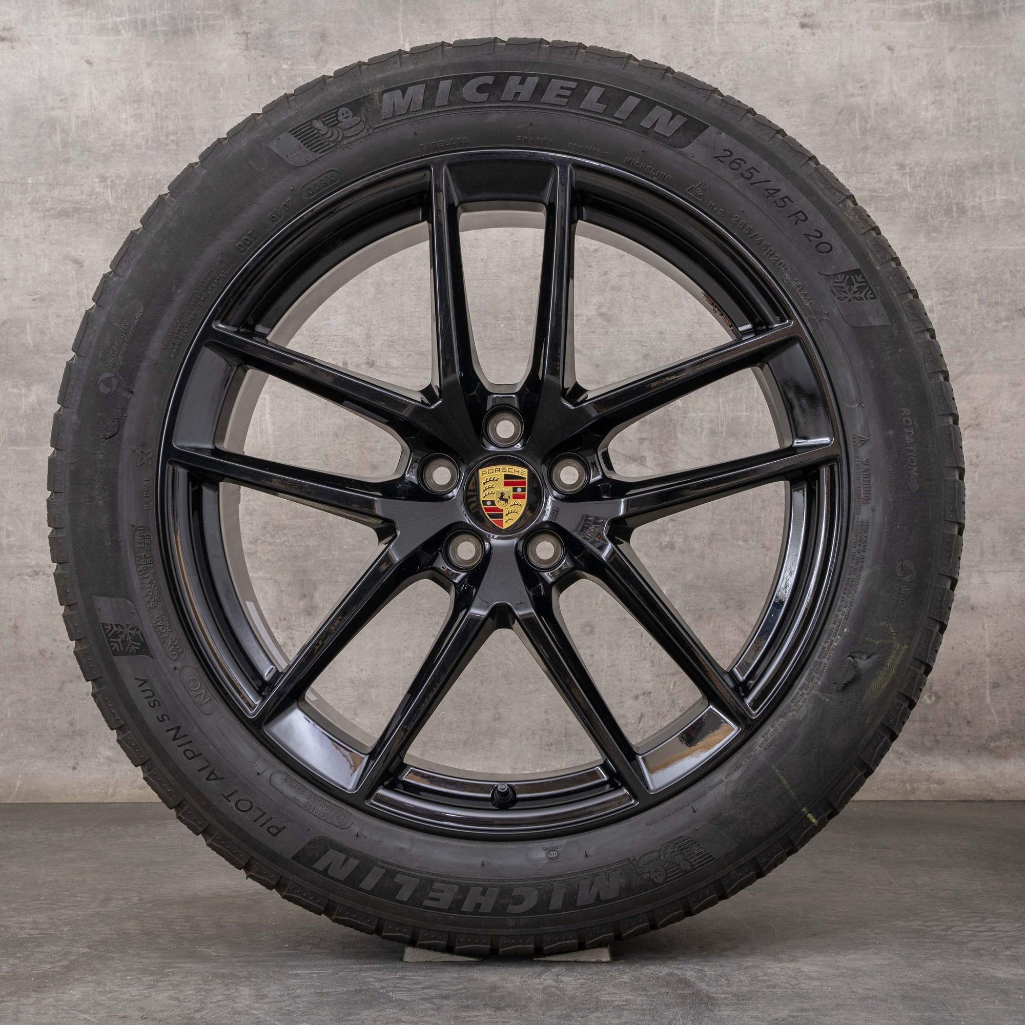 Jantes e pneus inverno originais Porsche Macan III 20 polegadas GTS S T jantes 95B044650E preto brilhante