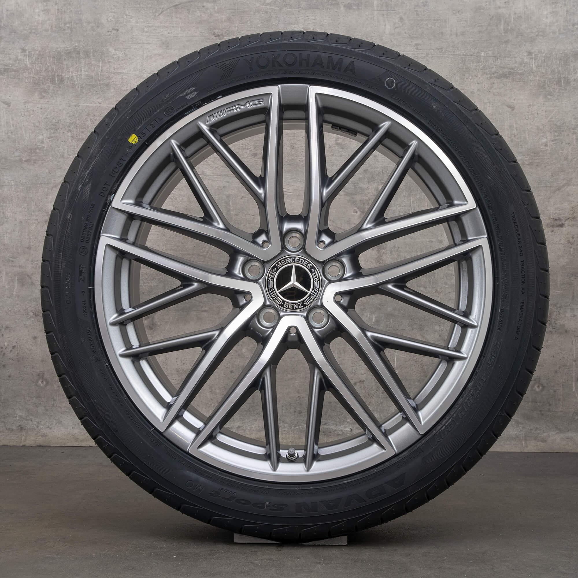 Original Mercedes Benz C-Klasse AMG C43 Felgen 19 Zoll W206 S206 Sommerräder A2064012300 A2064012400 himalaya grey glanzgedreht