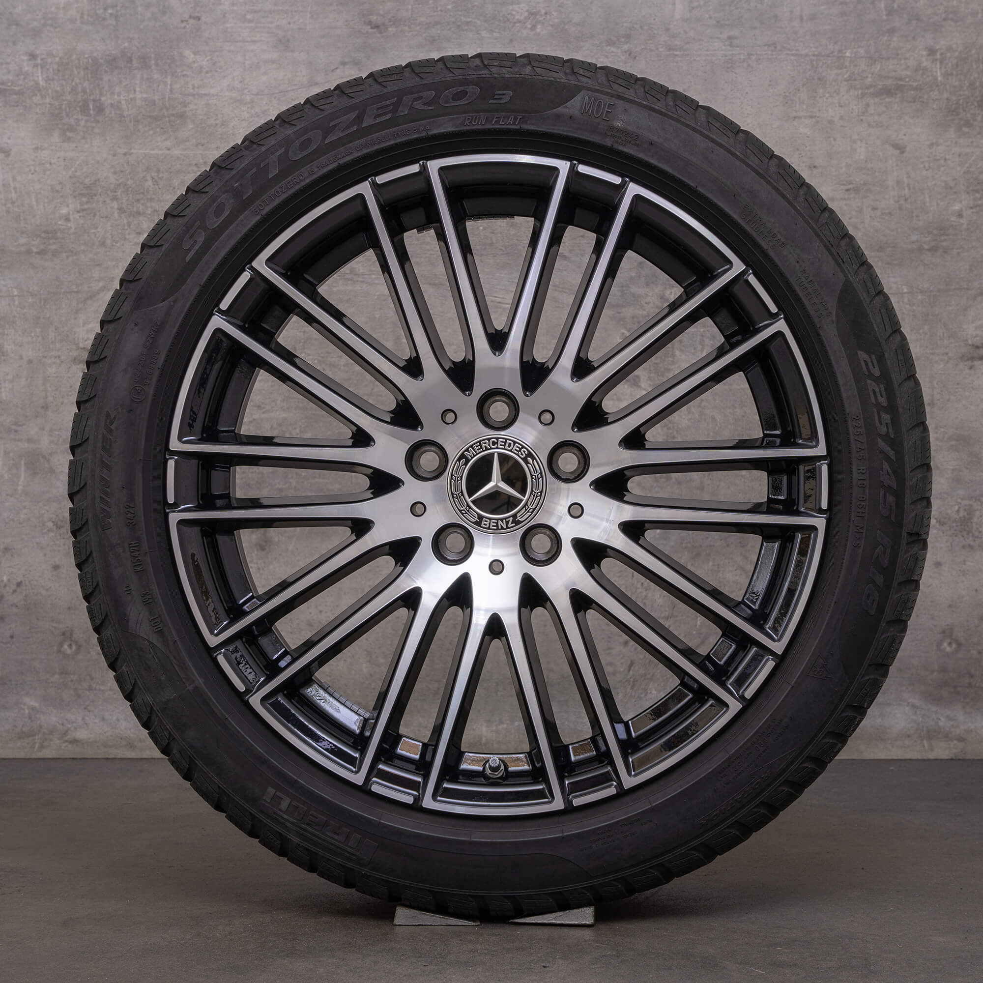 Orijinal Mercedes Benz C-Serisi kış jantları 18 inç W206 S206 jantlar A2064014900 siyah parlak tornalanmış