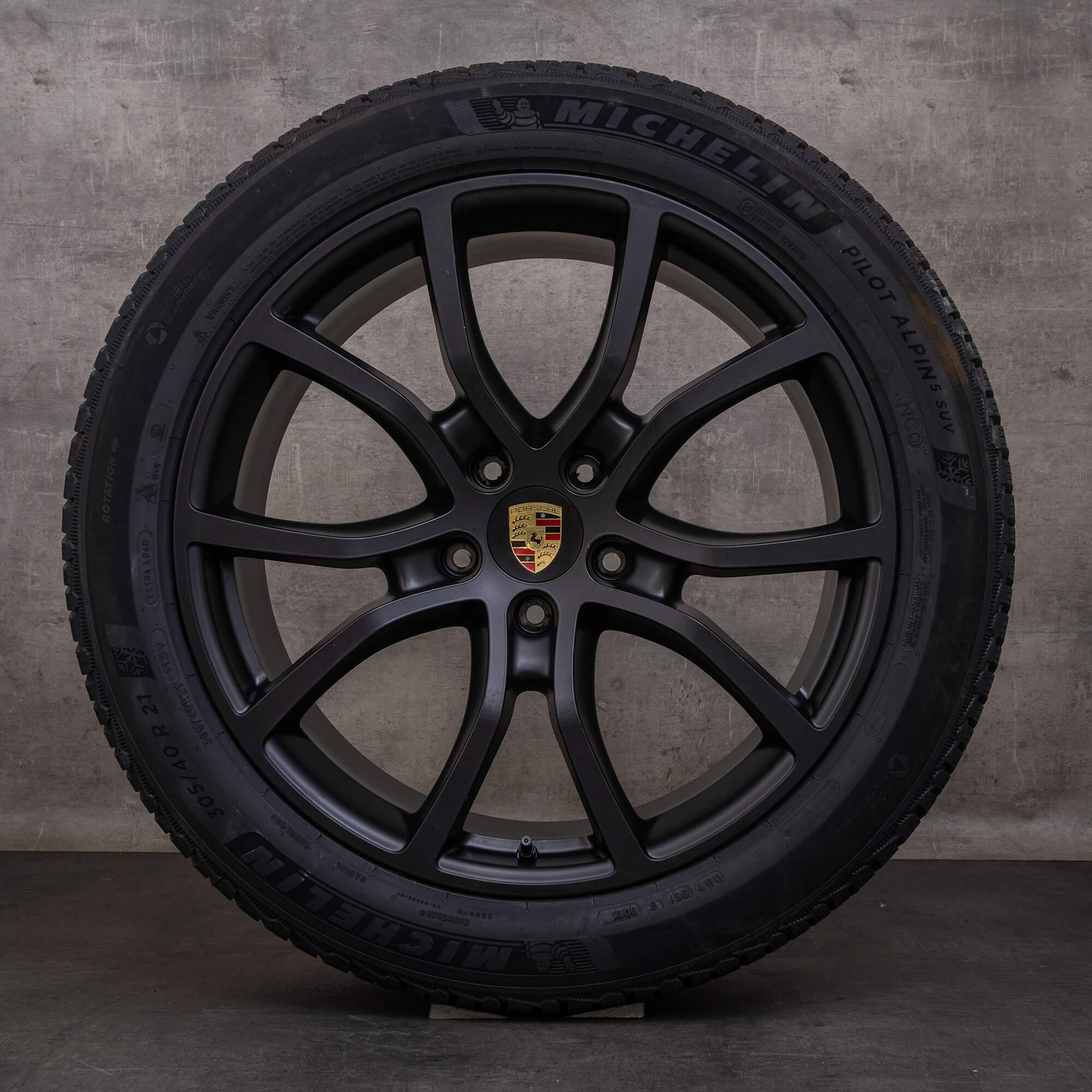 Original Porsche Cayenne Winterräder 21 Zoll 9YA II Felgen 9Y0601025BH 9Y0601025BJ schwarz matt