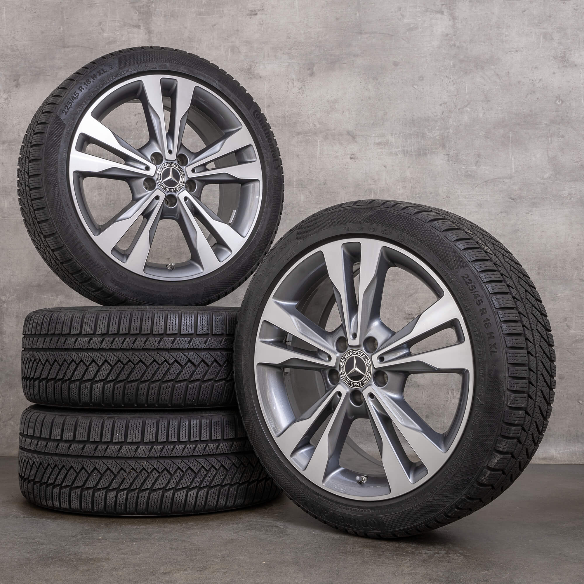 Genuine Mercedes Benz Classe C ruote invernali 18 pollici W205 S205 C205 A205 cerchi A2054012802 himalaya grigio lucido tornito