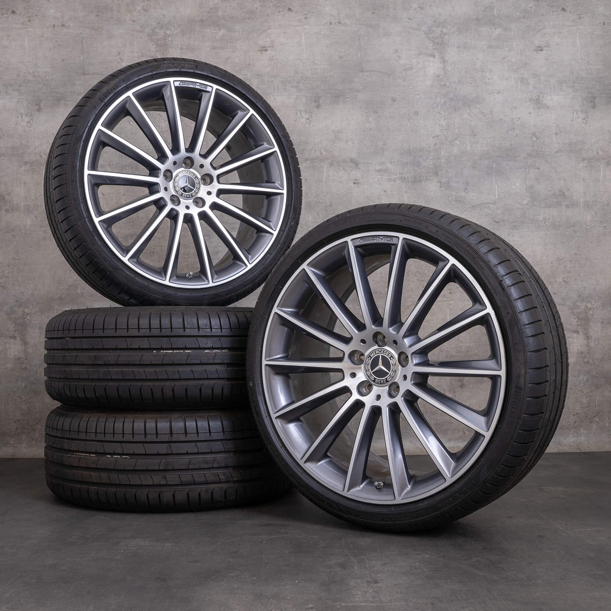 OEM Mercedes-Benz E-Class AMG 20-inch rims W213 S213 C238 A238 summer wheels A2134012200 A2134012300 Himalaya Gray diamond cut