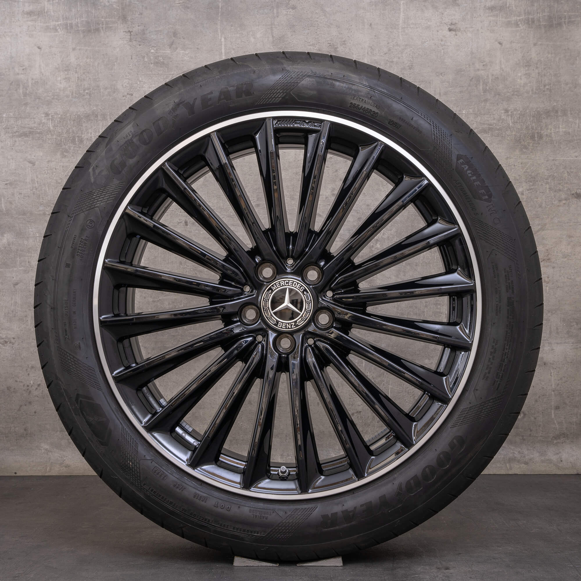 Jantes genuínas Mercedes Benz GLC AMG de 20 polegadas X254 C254 rodas verão A2544010800 pretas alto brilho torneadas