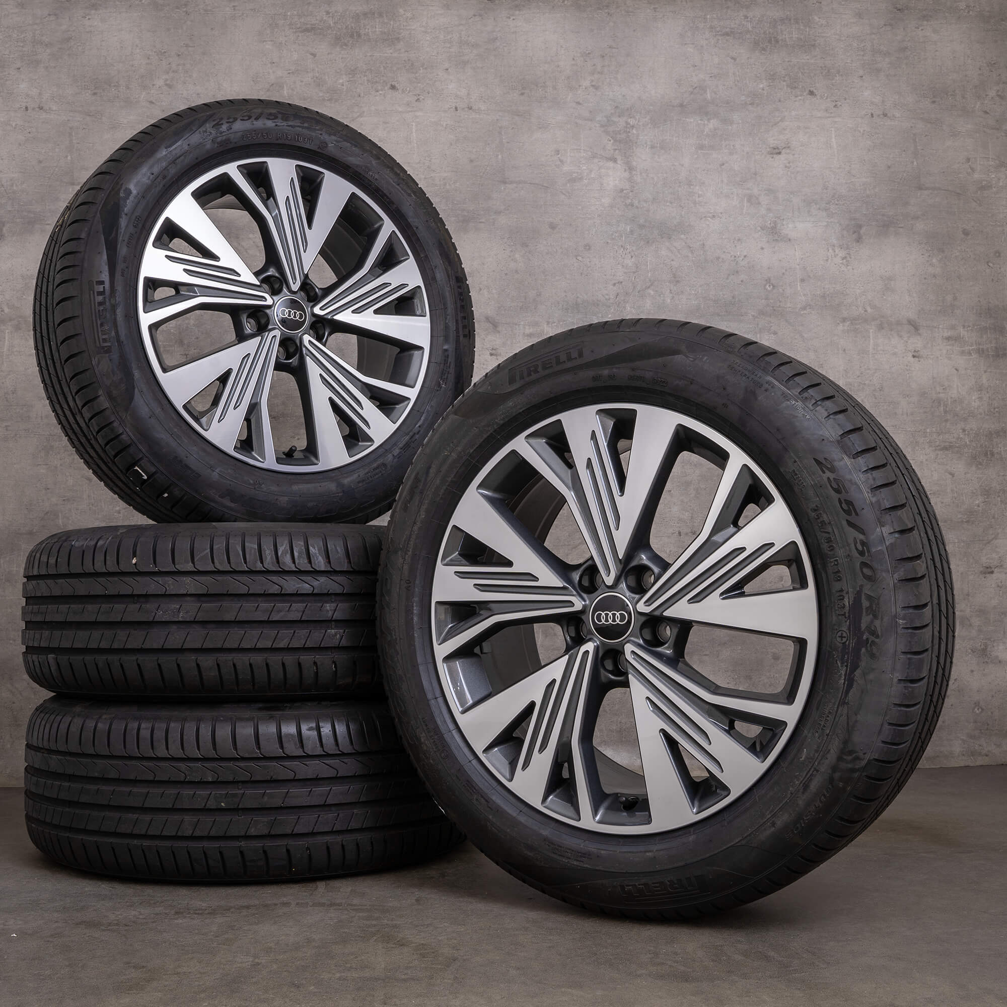 Originale Audi Q4 & Sportback e-tron fælge 19 tommer Aero sommerhjul 89A601025C antracit blank drejet