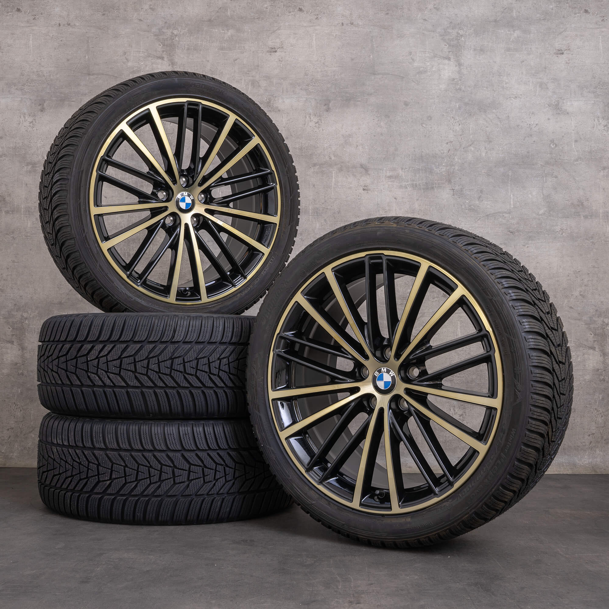 Original BMW 5-serie vinterhjul 19 tum G30 G31 fälgar styling 635 6894839 6894840 svart guld NY