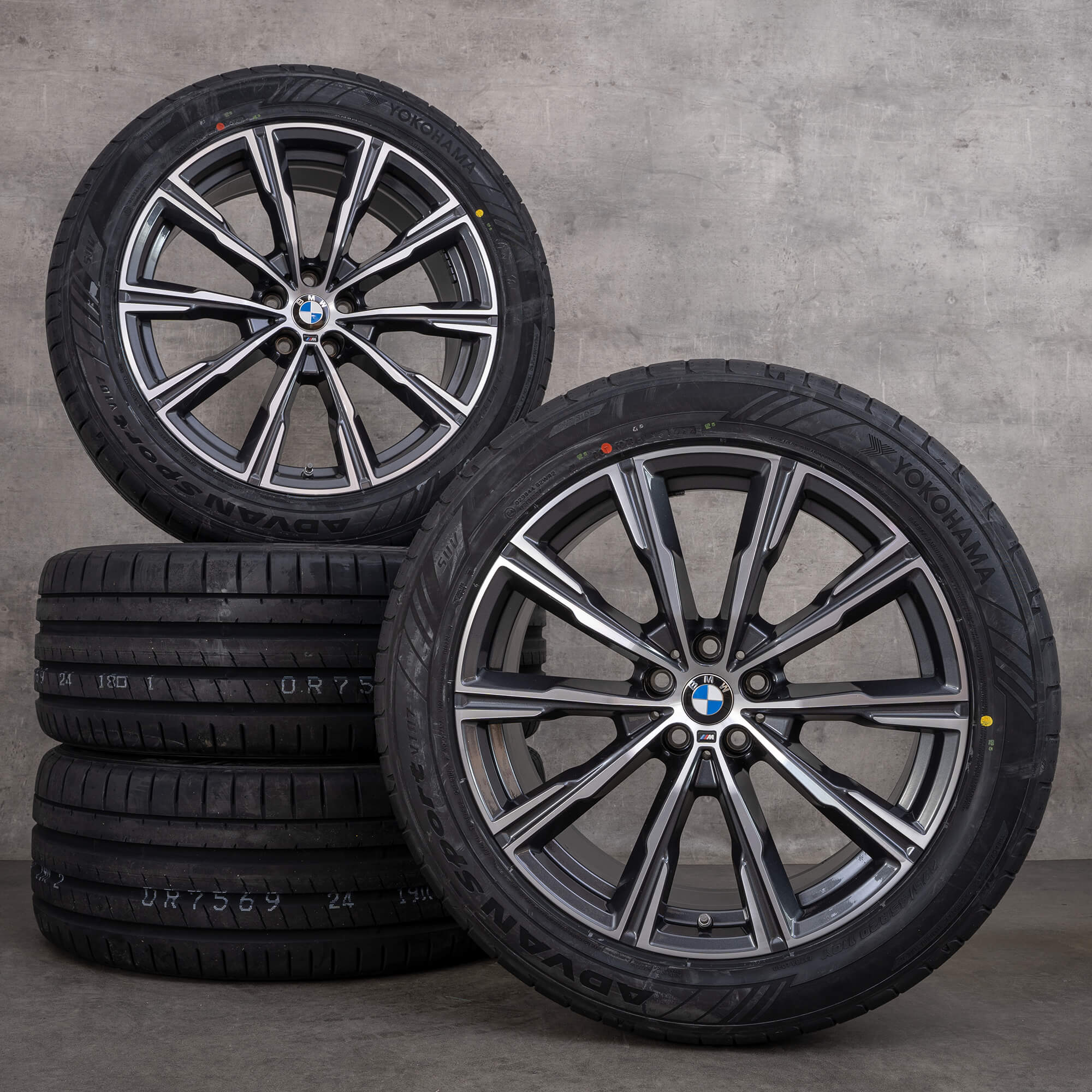 Oryginalne felgi BMW X5 X6 20 cali G05 G06 koła letnie stylizacja 740 M 8071996 8071997 orbit szary polerowane toczone