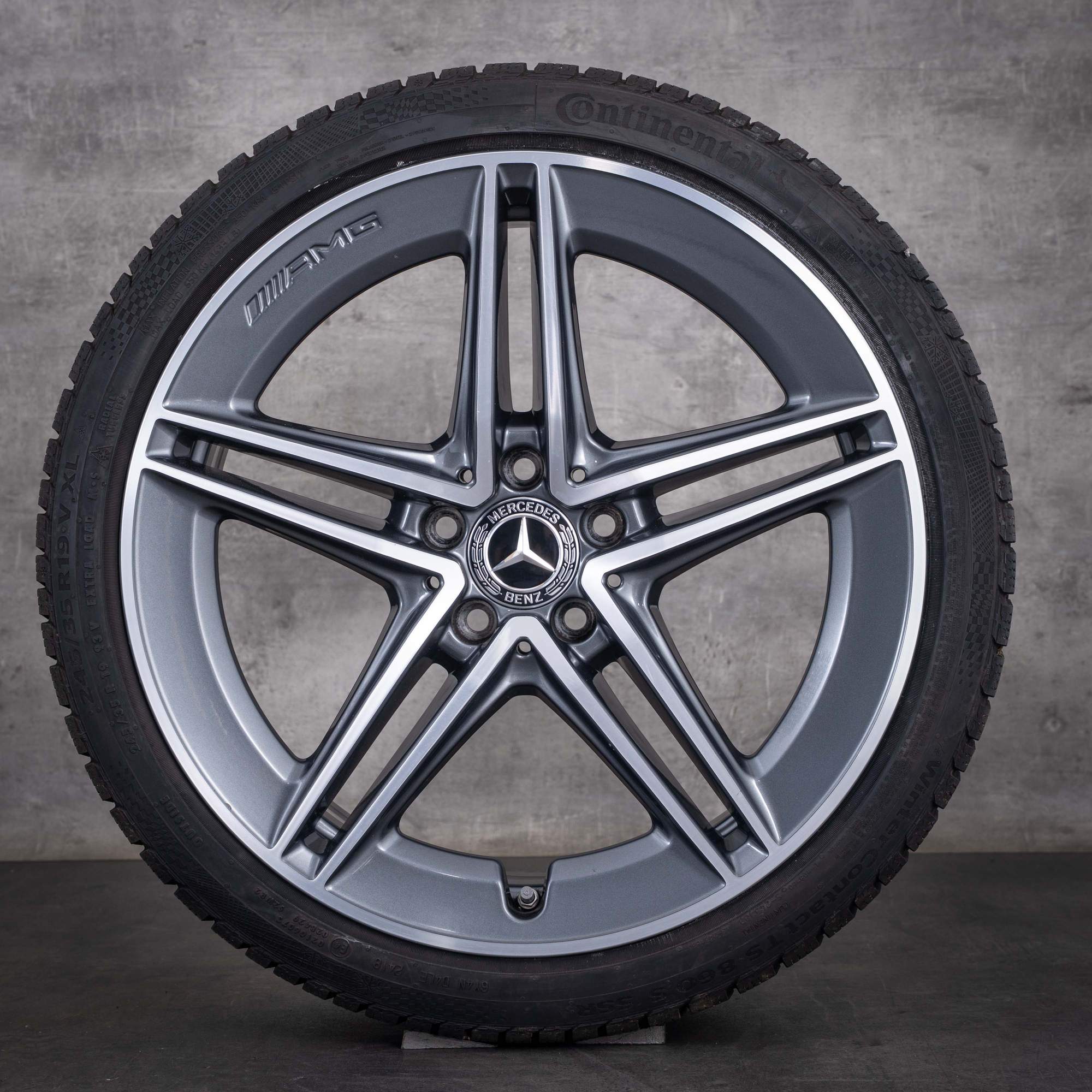 Originale Mercedes-Benz A-Klasse A 45 CLA 45 AMG vinterhjul 19 tommer W177 X118 C118 fælge A1774012300 himalaya grey foran diamond cut