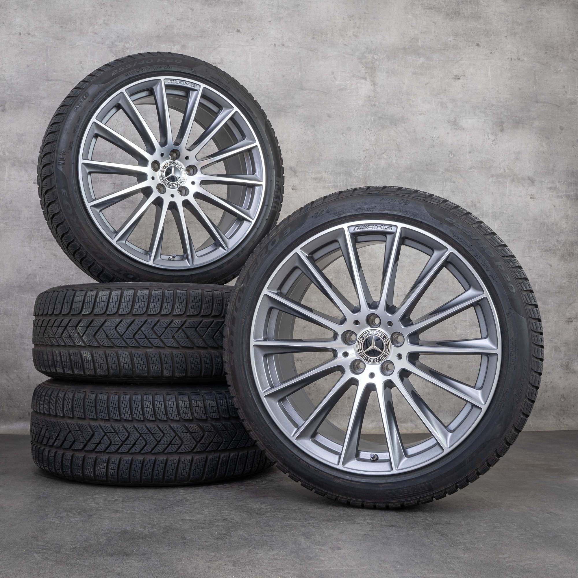 Alkuperäiset Mercedes-Benz AMG S-sarjan talvirenkaat 20 tuuman W223-vanteet moniosainen rengas himalajanharmaa kiillotettu A2234011500