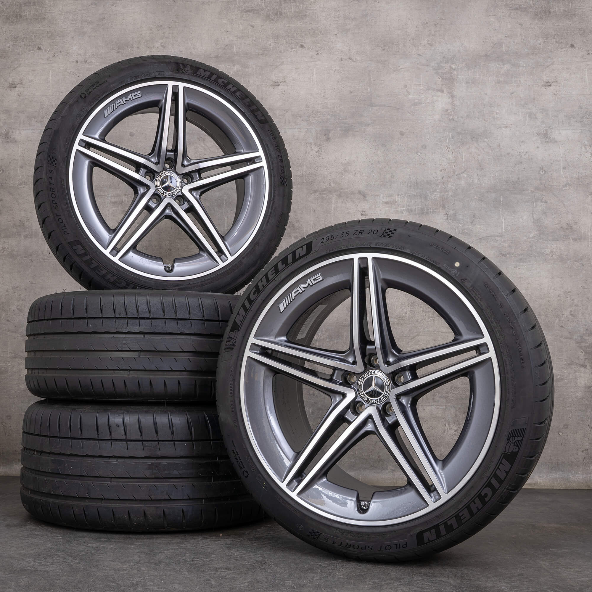 Alkuperäiset Mercedes Benz AMG GT 43 53 63 S 4Matic+ & E Performance vanteet 20 tuuman X290 kesäpyörät A2904011800 A2904010500 himalaya grey kiillotettu