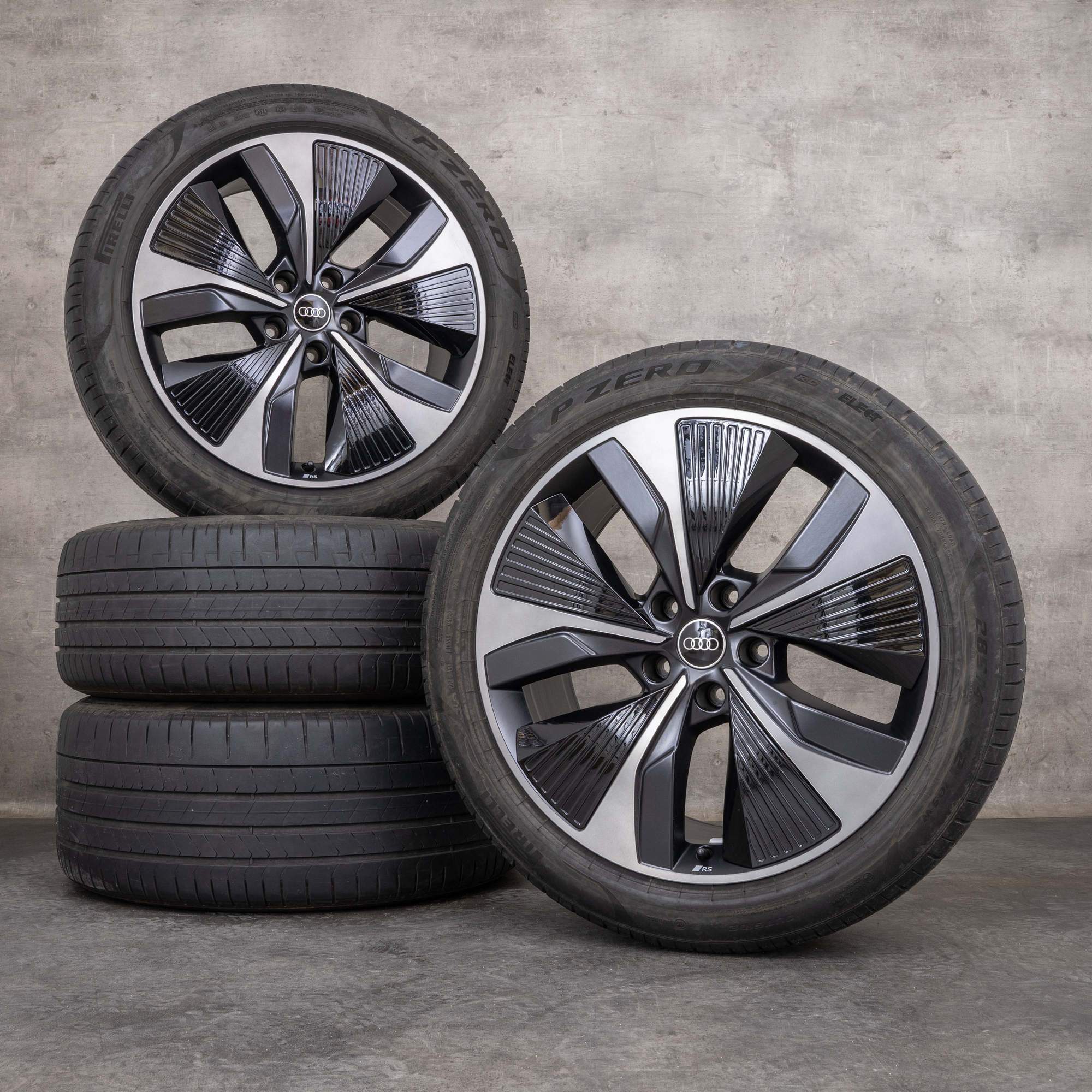 Originale Audi Q6 SQ6 e tron GF jante 21 inch anvelope vara 85H601025AQ 85H601025AR negru mat Lucios