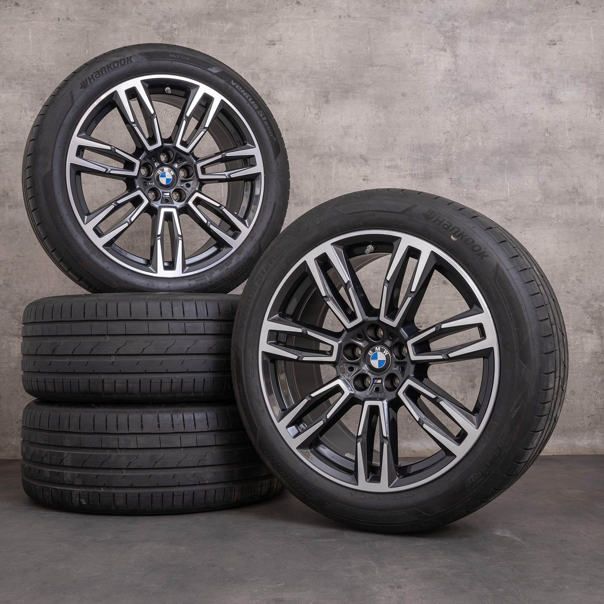 Originale BMW 5-serie i5 fælge 19 tommer G60 G61 Sommerhjul Styling 935 M 5A324E0 bicolor midnatsgrå blank drejet