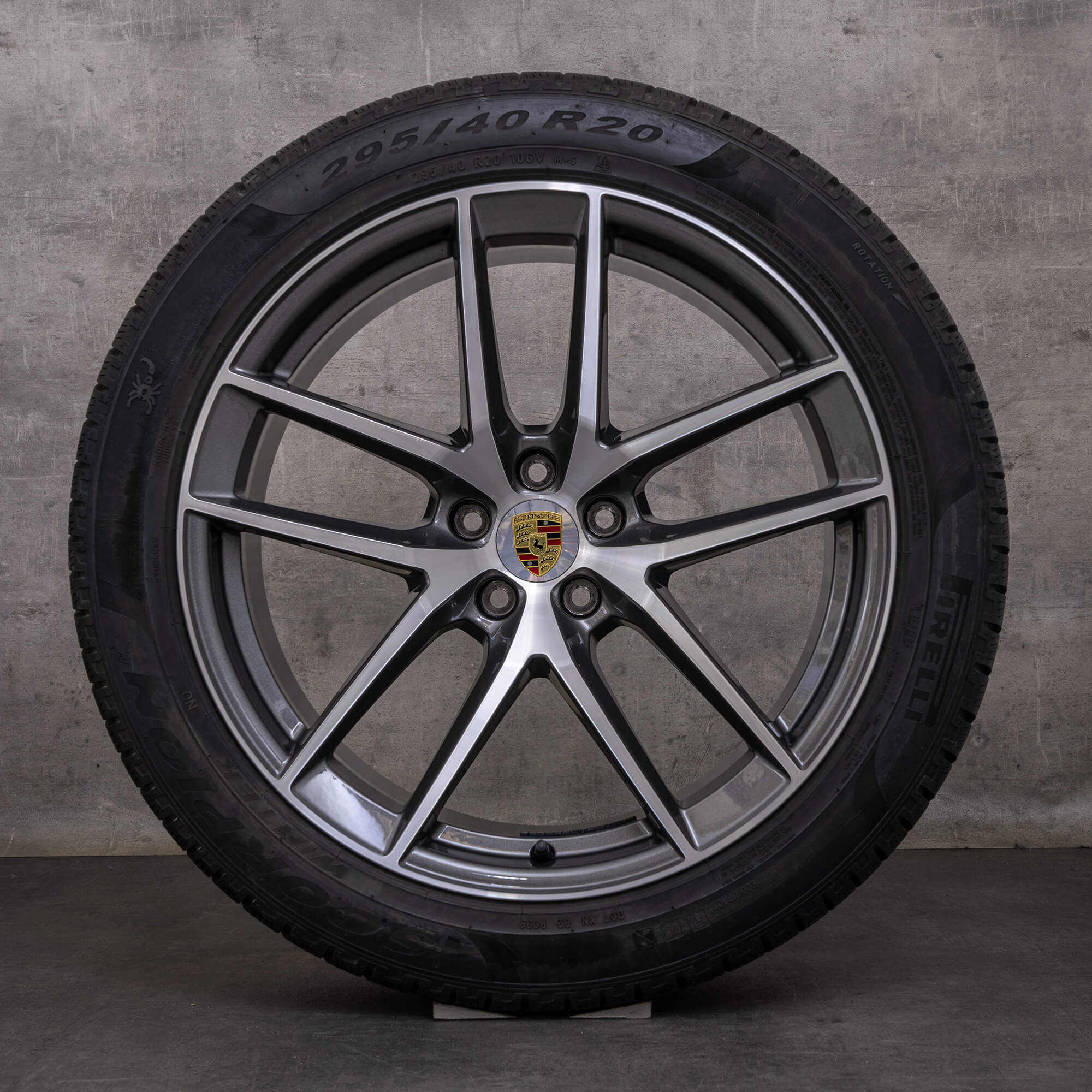 Jantes originais Porsche Macan III de verão 20 polegadas 95B044668D titanium polido