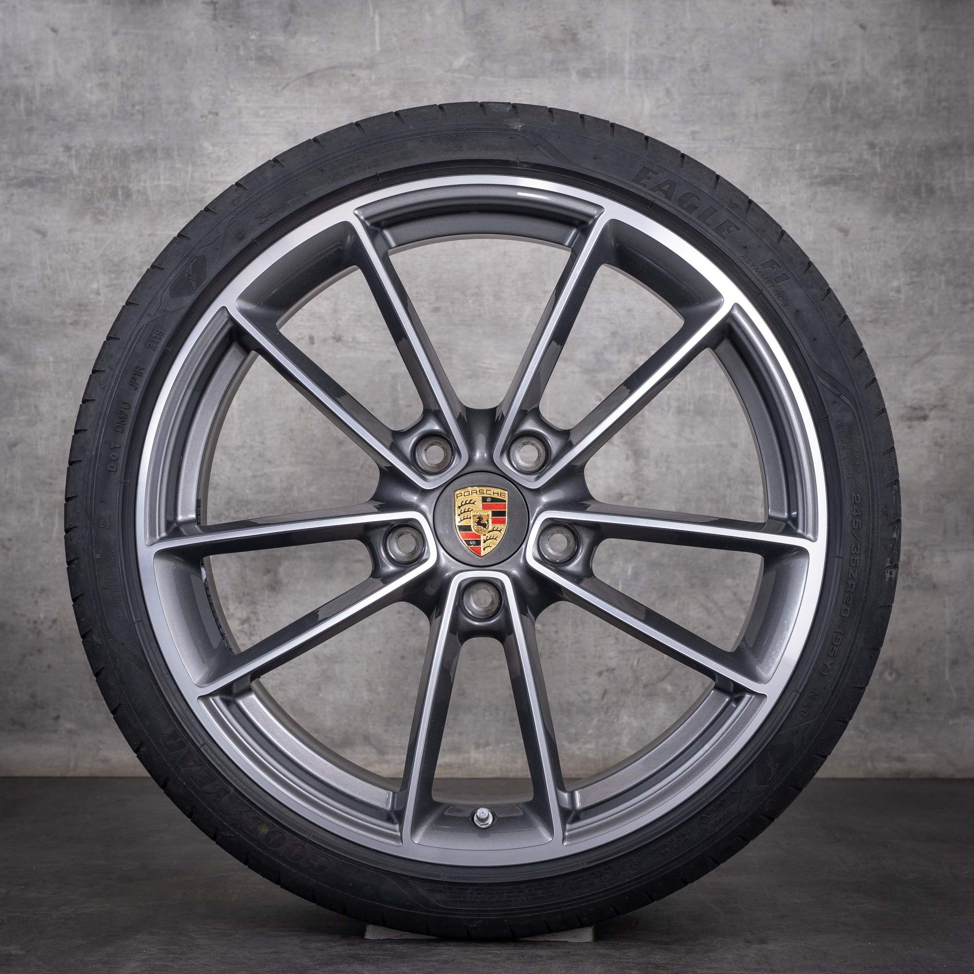 Original Porsche 992 I Sommerräder 20 21 Zoll Carrera S 4 GTS Felgen 992601025H 992601025J titan glanzgedreht
