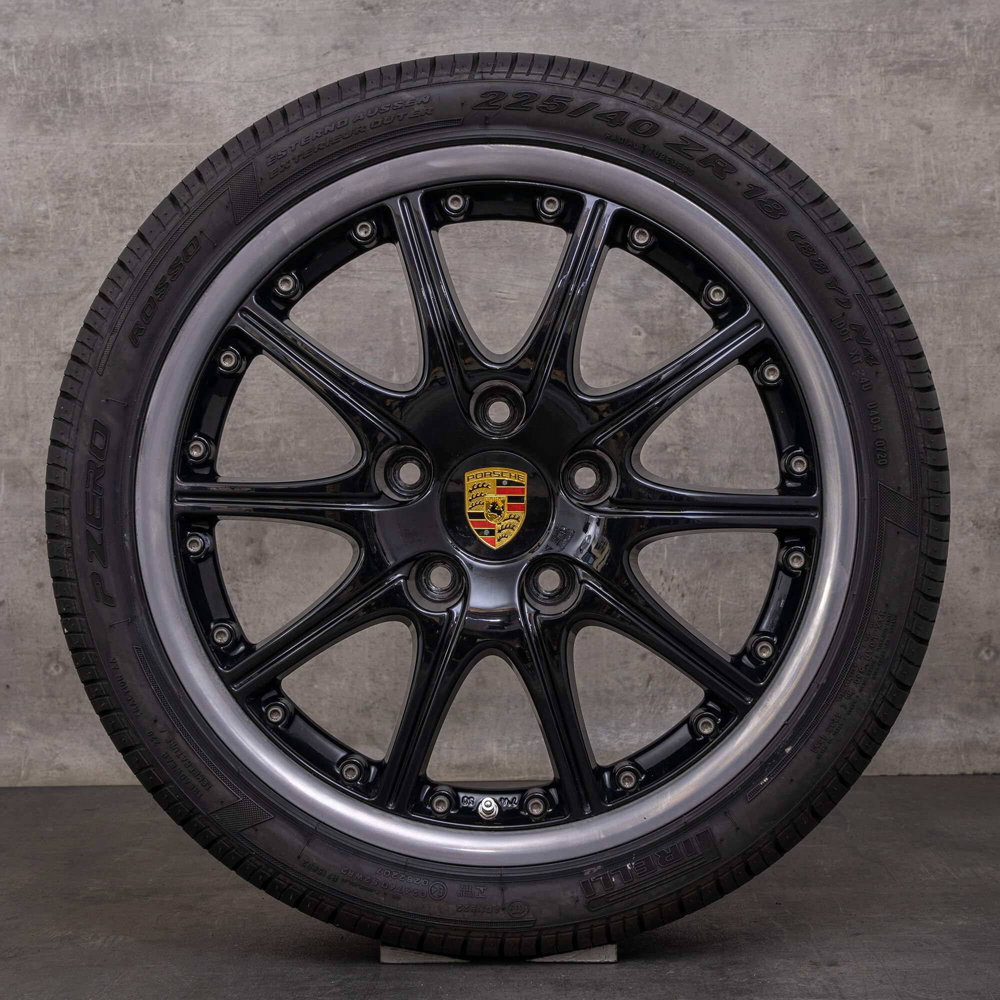 Originale Porsche Boxster I felger 18 tommers 986 & S sommerhjul 99636213455 99636213850 svart polert