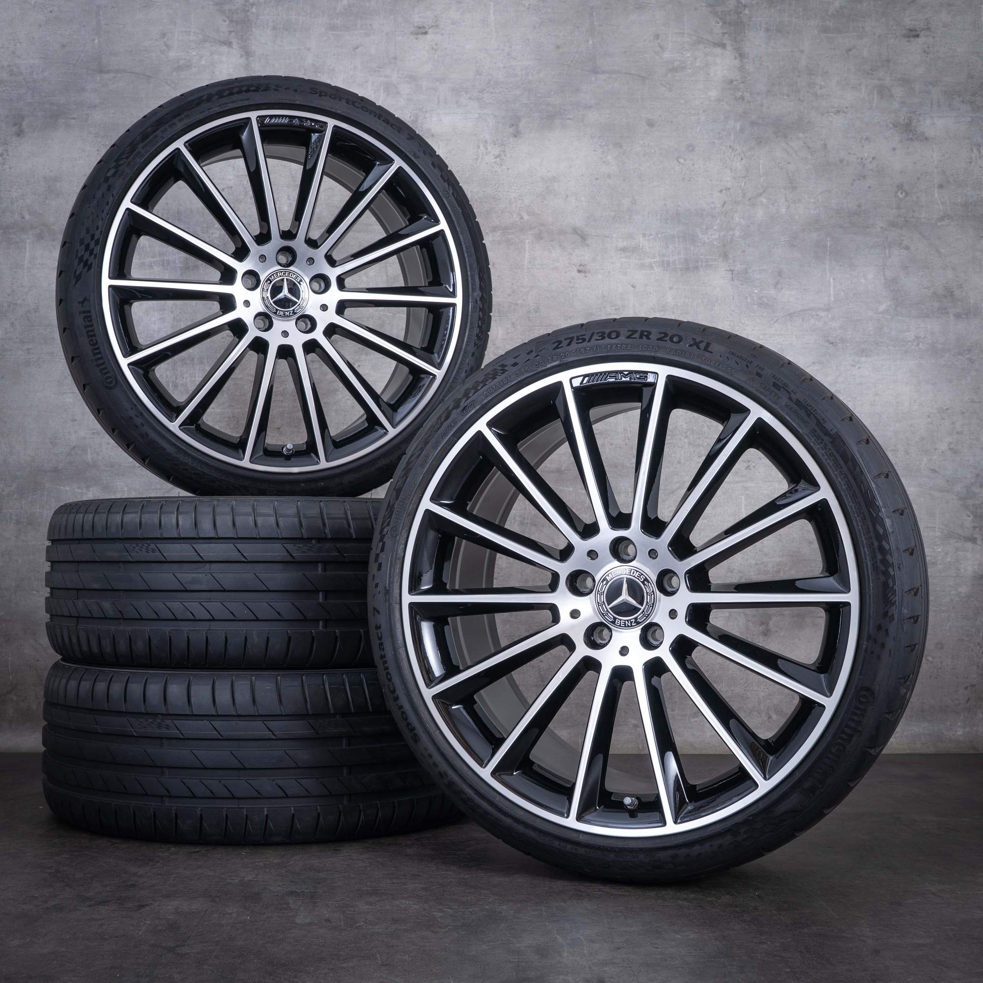 OEM Mercedes-Benz E-Class AMG 20inch rims W213 S213 C238 A238 summer wheels A2134012200 A2134012300 black front diamond cut NEW