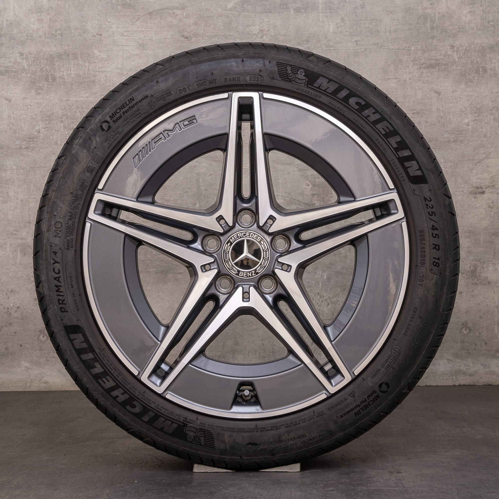 Alkuperäiset Mercedes Benz C-sarjan Hybridit-vanteet 18 tuuman W206 S206 C300e C300de C400e kesäpyörät A2064017600 A2064016600 himalajanharmaa UUTUUS