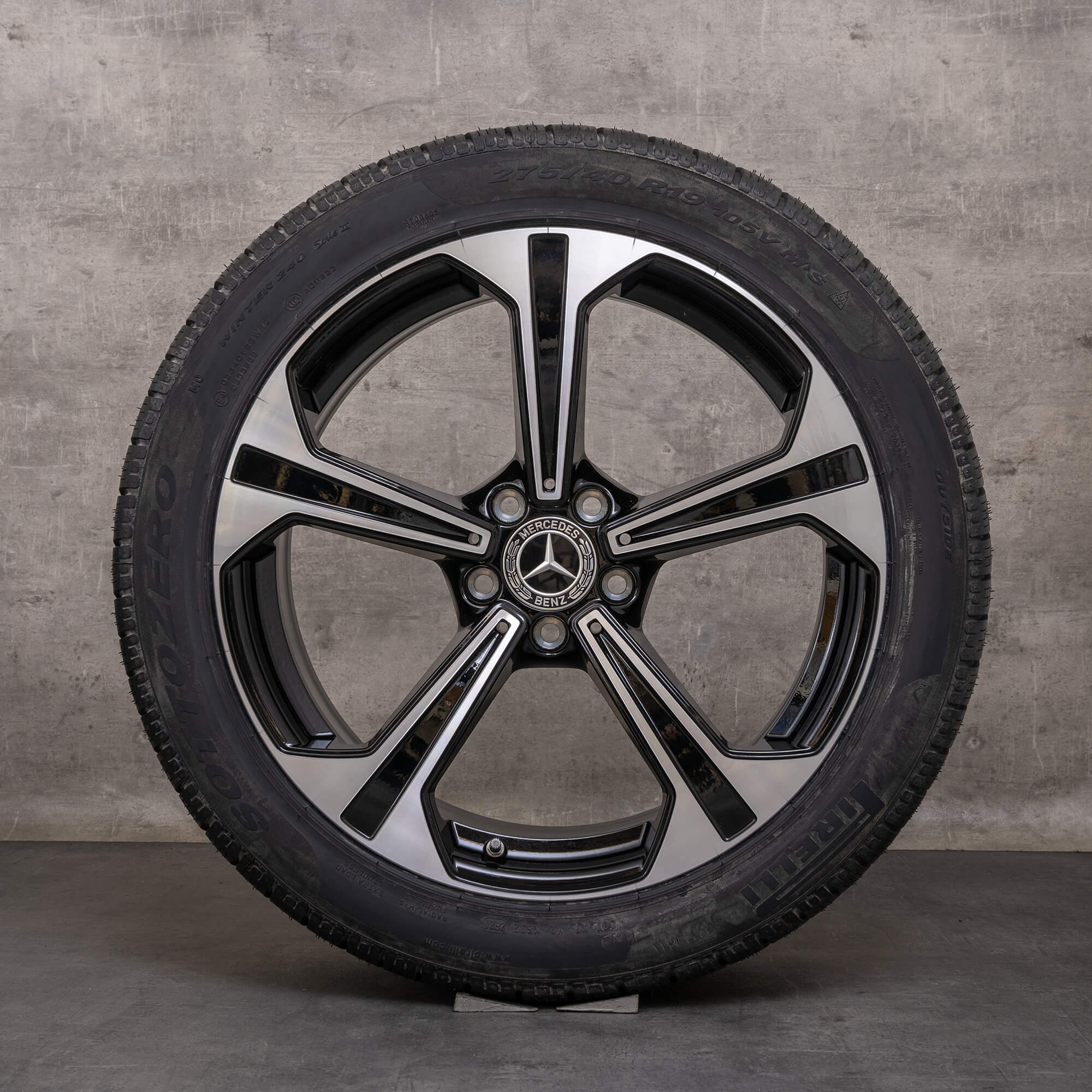 Originale Mercedes Benz E-klasse vinterhjul 19 tommer W214 S214 fælge A2144013600 A2144013700 sort poleret