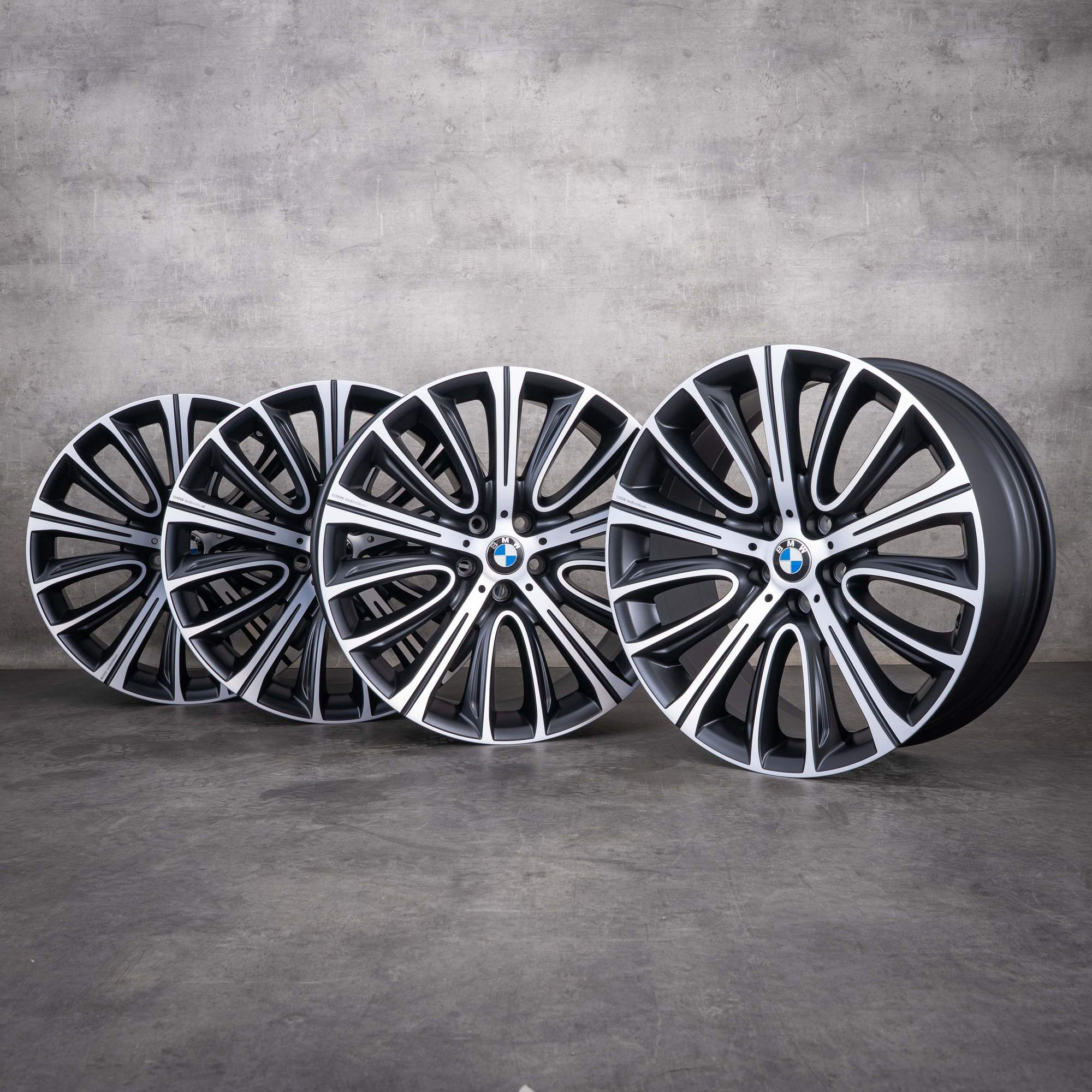 Oryginalne felgi BMW serii 7 i Serie 6 GT 20 cali G11 G12 G32 6863110 6863111 stylizacja 628 czarne matowe z efektem diamond cut NOWE