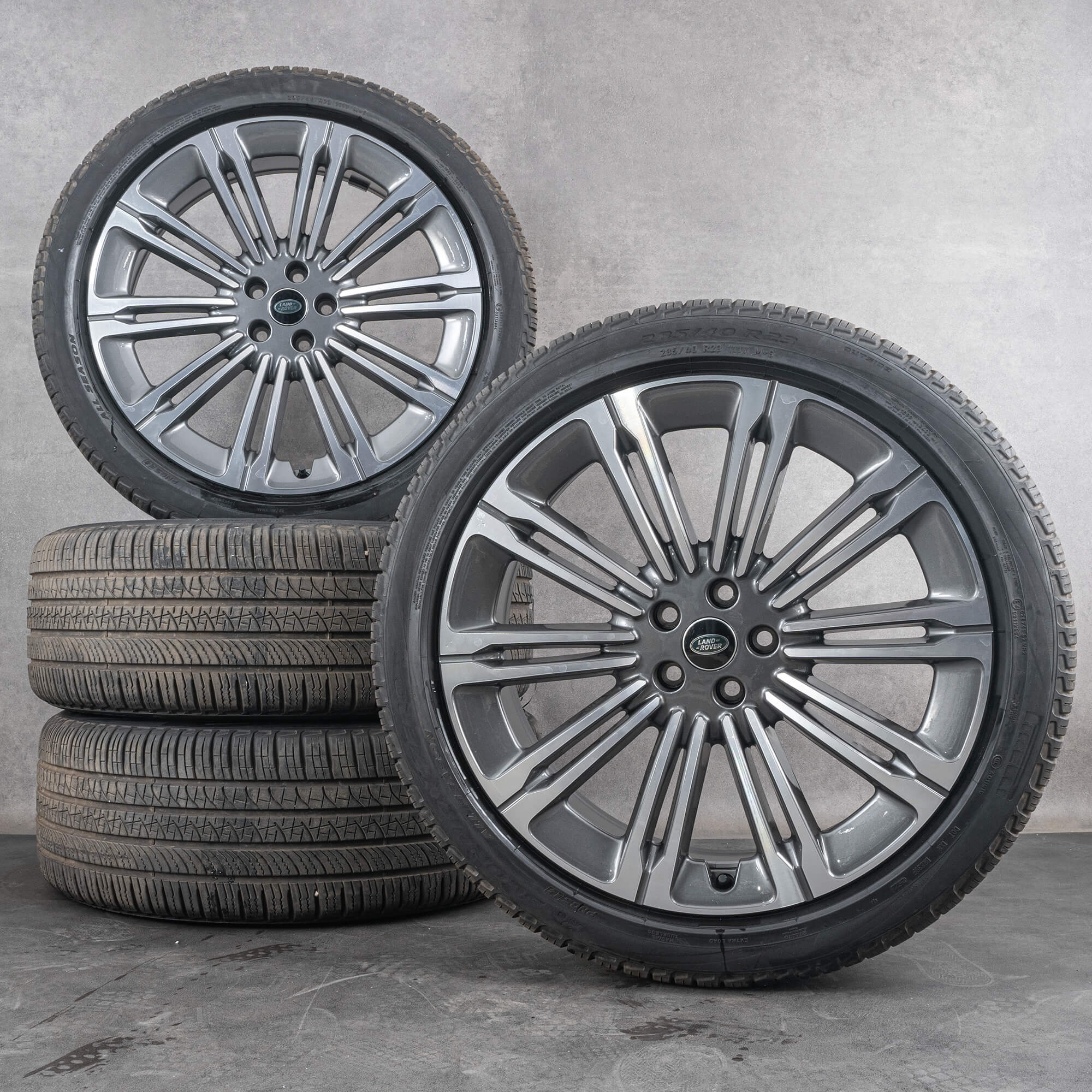 OEM Land Rover Rims 23 inch Range Sport All Season tyres M8E2-1007-KA ferric grey glossy turned