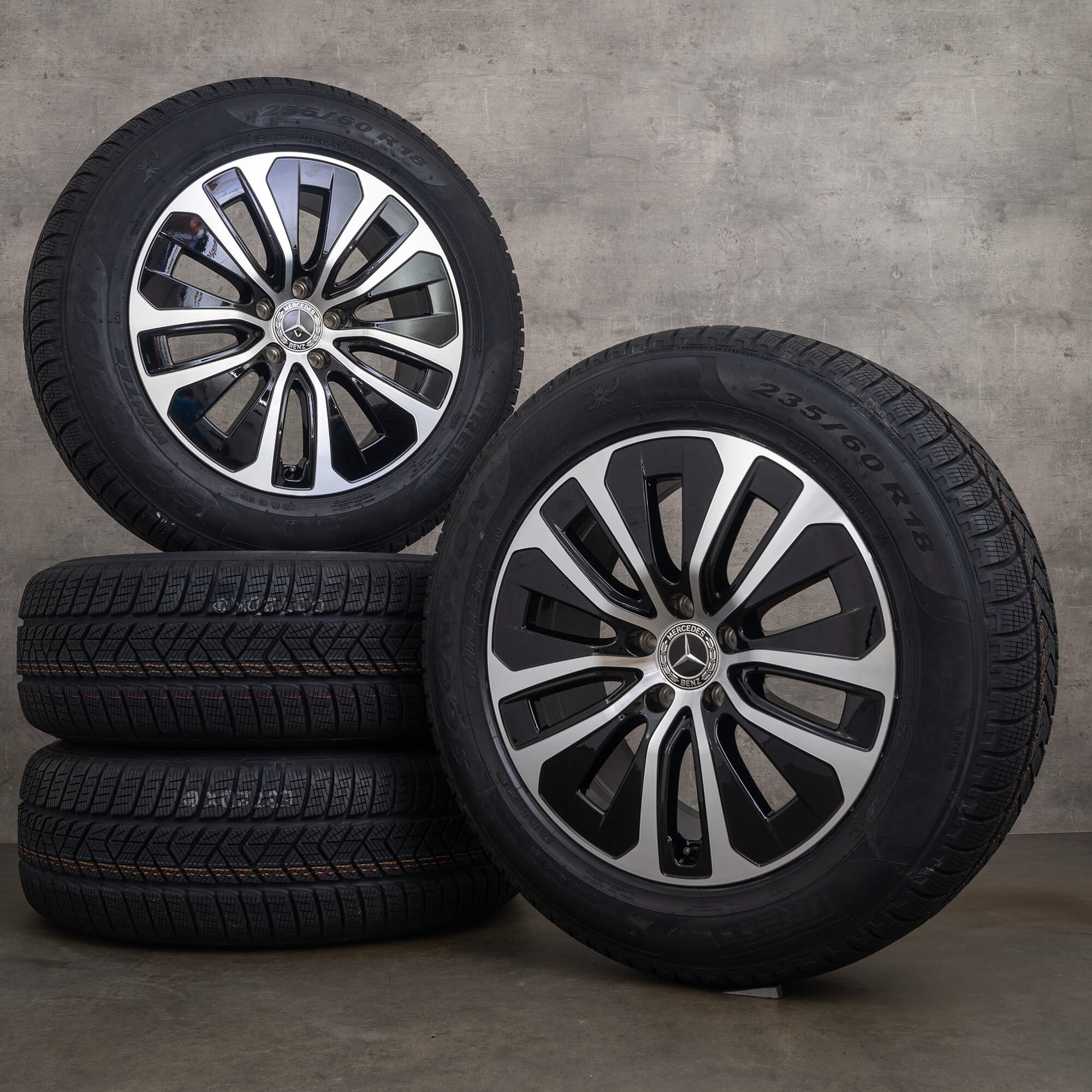 Alkuperäiset Mercedes-Benz GLC -talvirenkaat 18 tuumaa X254-vanteet A2544015100 diamond cut musta UUDET
