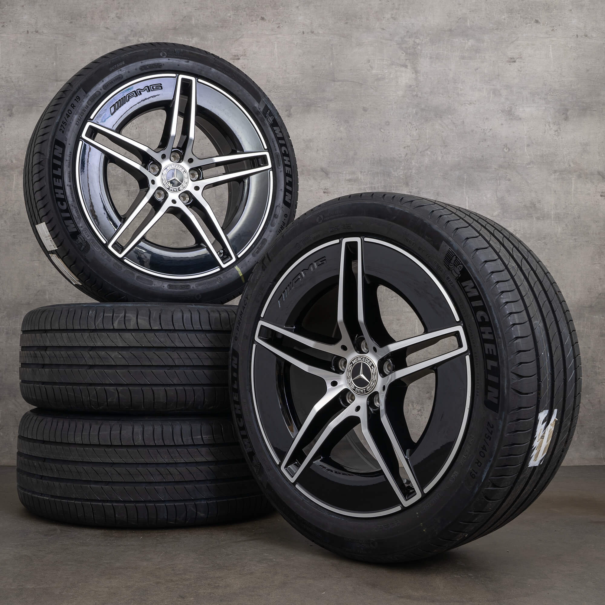 Originele Mercedes Benz E-Klasse AMG velgen 19 inch W214 S214 zomerbanden DOT 22/23 A2144010300 A2144010400 zwart hoogglans