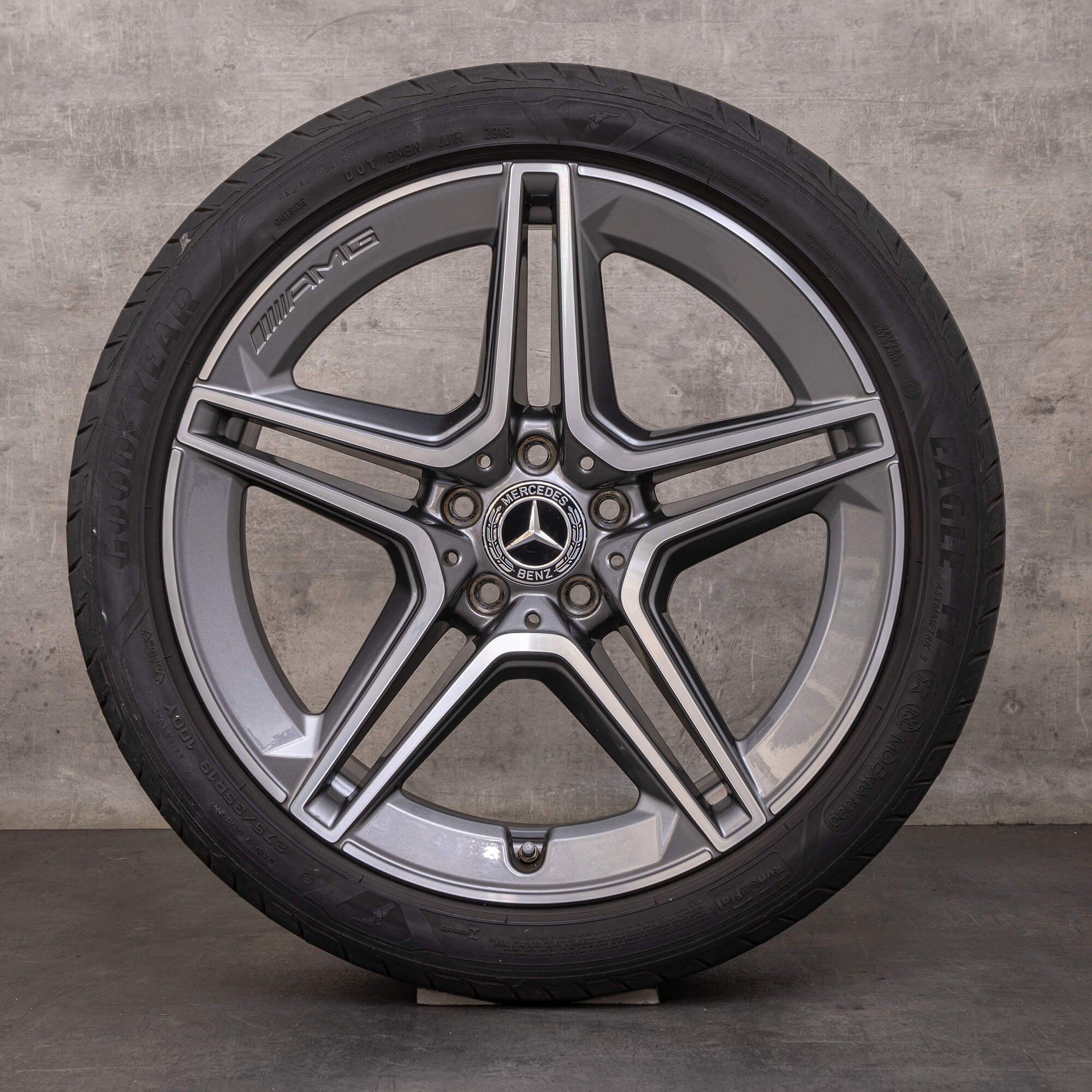 Orijinal Mercedes Benz AMG CLS jantlar 19 inç W257 C257 yaz jant lastik A2574011500 A2574011600 himalaya gri parlak tornalanmış