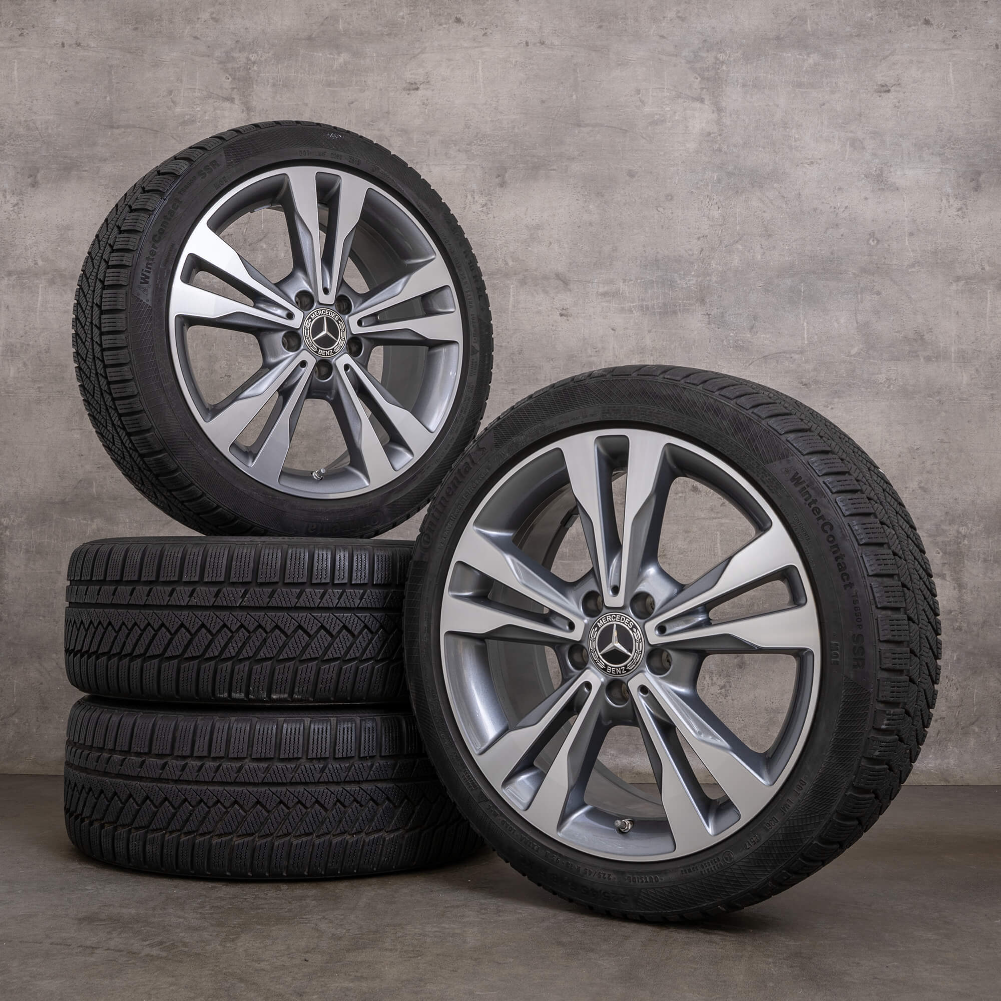 Original Mercedes Benz C-Klasse Winterräder 18 Zoll W205 S205 C205 A205 Felgen A2054012802 himalaya grey glanzgedreht