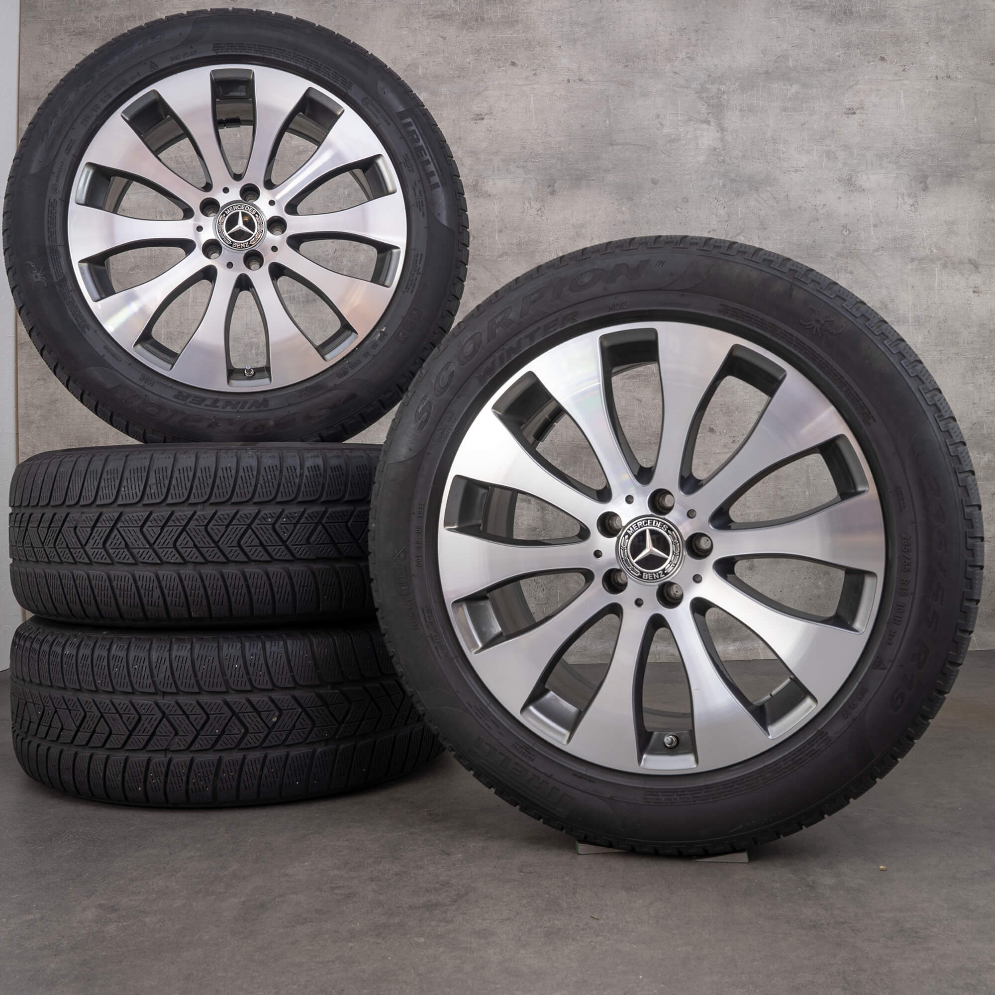 Orijinal Mercedes Benz GLC & 43 kış jantları 19 inç X253 C253 jantlar A2534012200 himalaya gri parlak tornalanmış