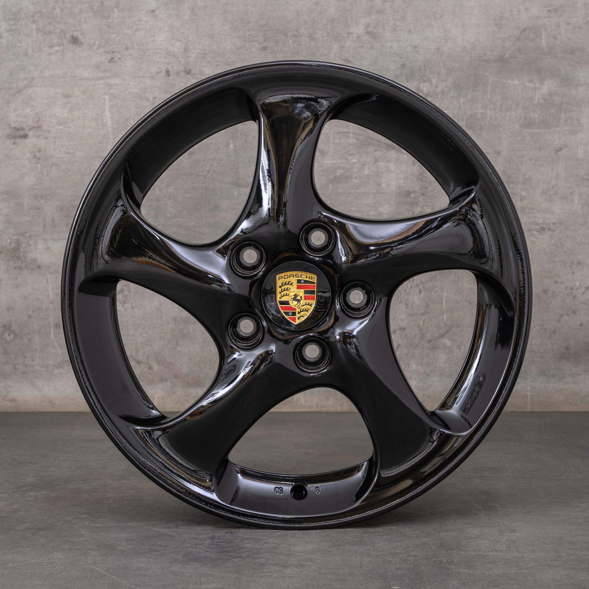 Oryginalne felgi Porsche 911 996 18 cali Carrera C4 Turbo GT2 99636213601 99636214210 Look 2 czarny błyszczący