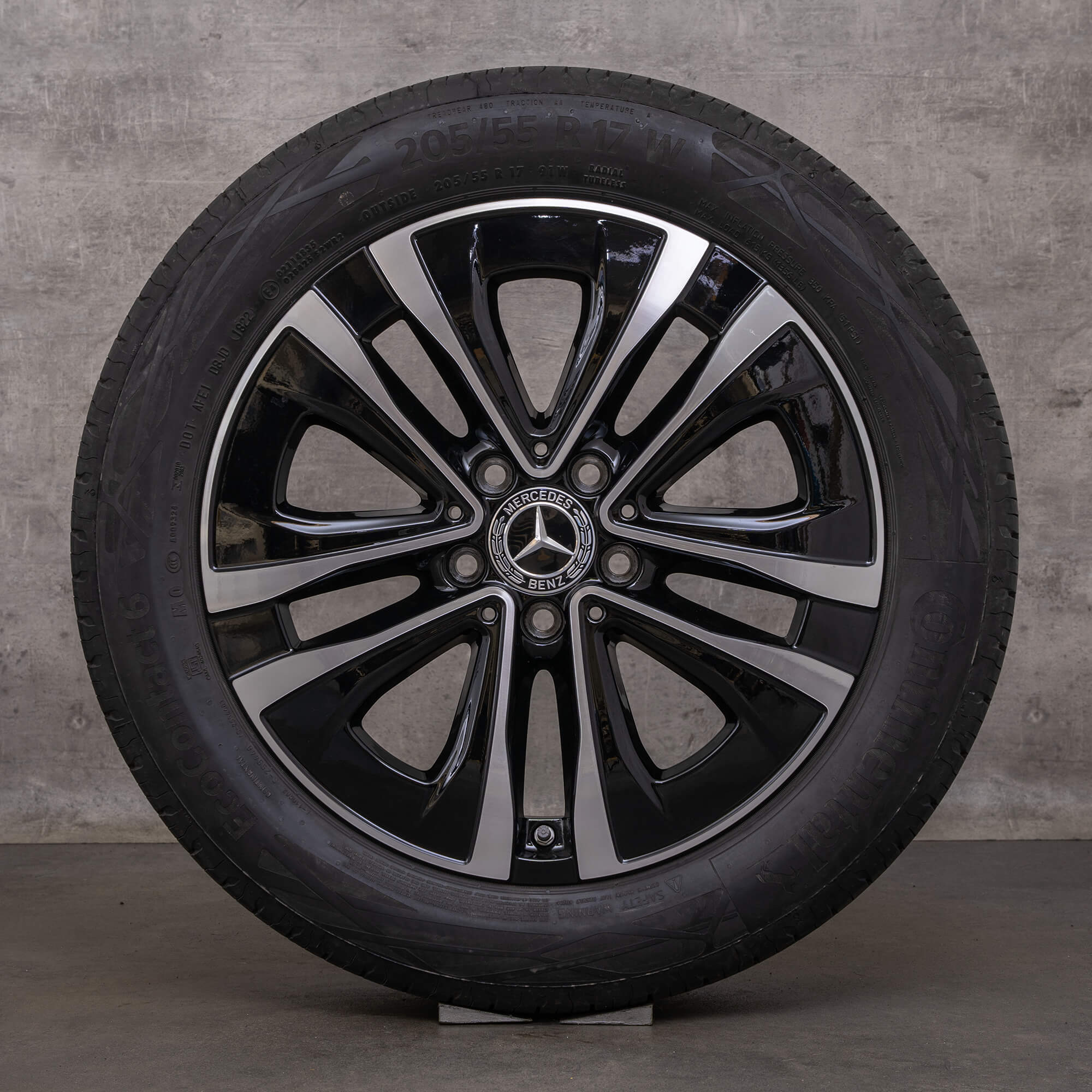 Originální alu kola Mercedes Benz třídy A B CLA AMG 17 palců W177 V177 W247 X118 C118 letni A1774012900 černá lesklá soustružená