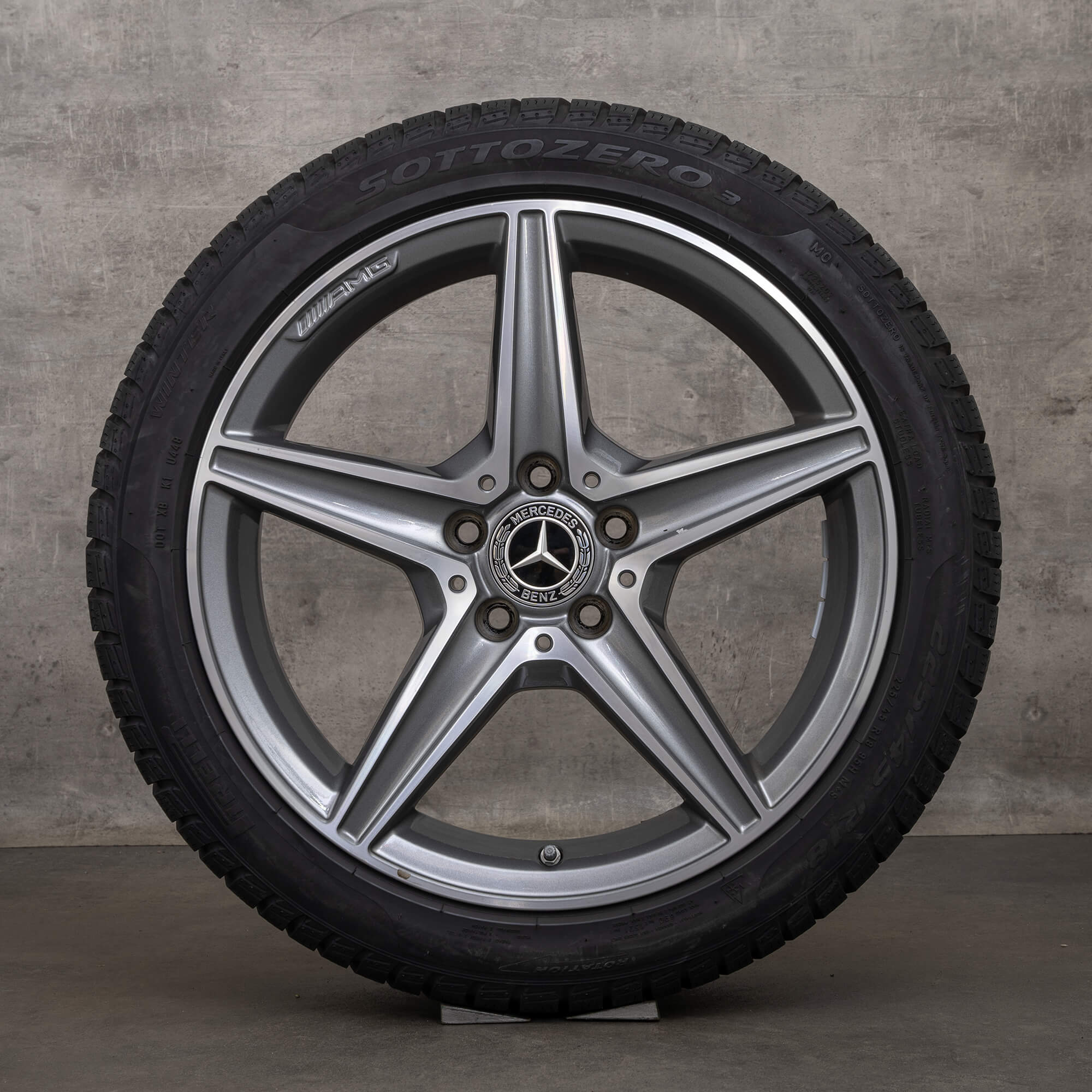 OEM Mercedes Benz C Class AMG Winter Wheels 18 inch W205 S205 C205 A205 Rims A2054011100 Himalaya Gray Glossy Turned