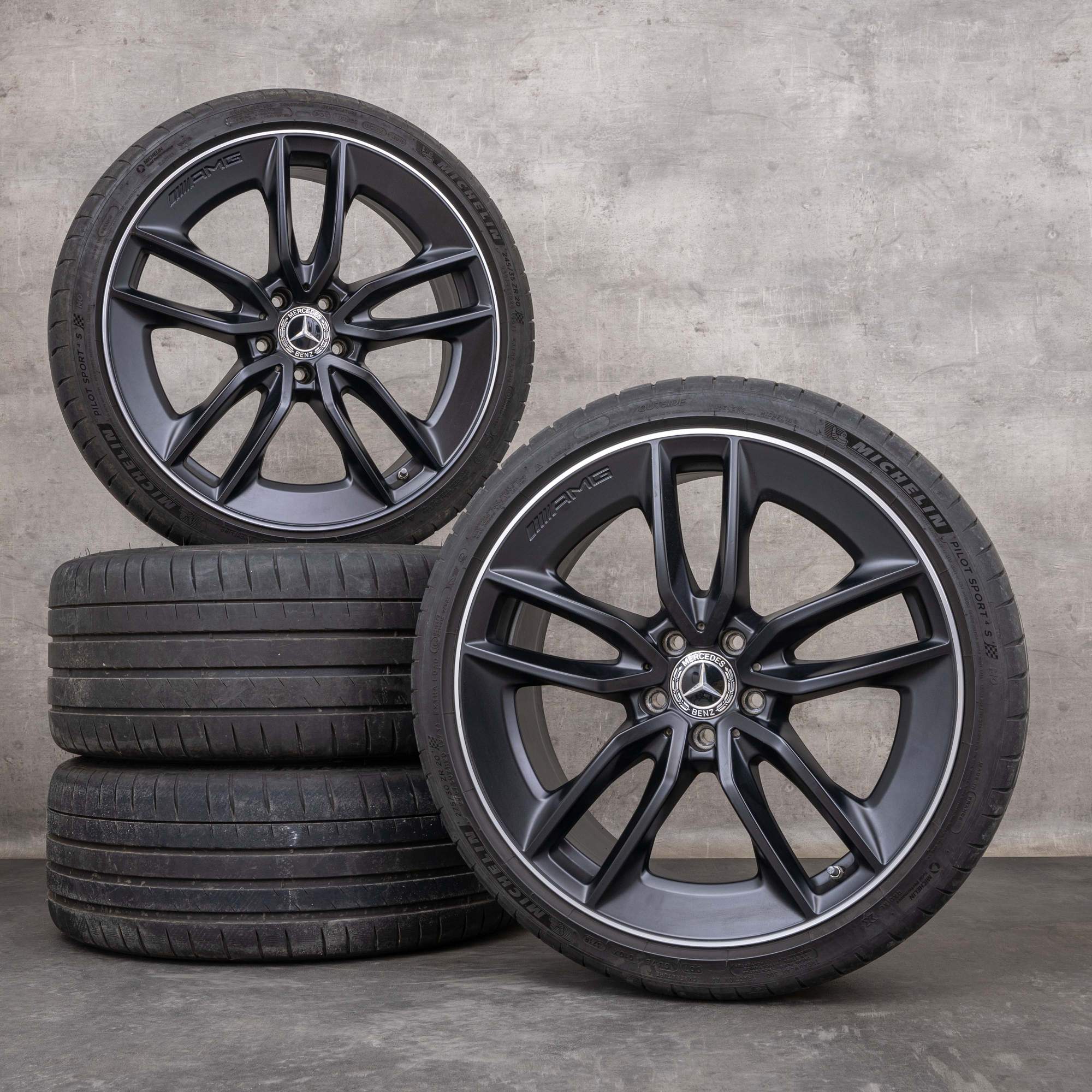 Original AMG Mercedes E-Klasse E43 E53 Winterräder 20 Zoll W213 S213 A238 C238 Felgen A2134014900 A2134015000 schwarz matt glanzgedreht