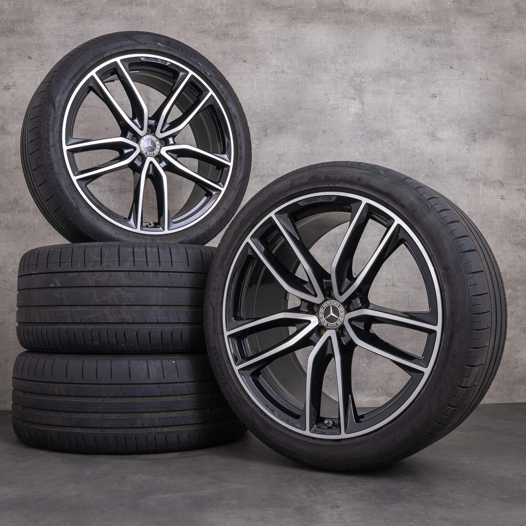 Original Mercedes Benz GLS AMG Felgen 23 Zoll W167 X167 Sommerräder A1674017700 A1674017800 schwarz glanzgedreht